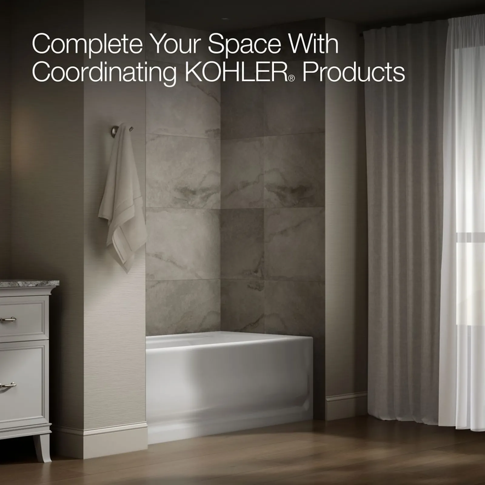 60" x 32" alcove bath, left drain^Kohler