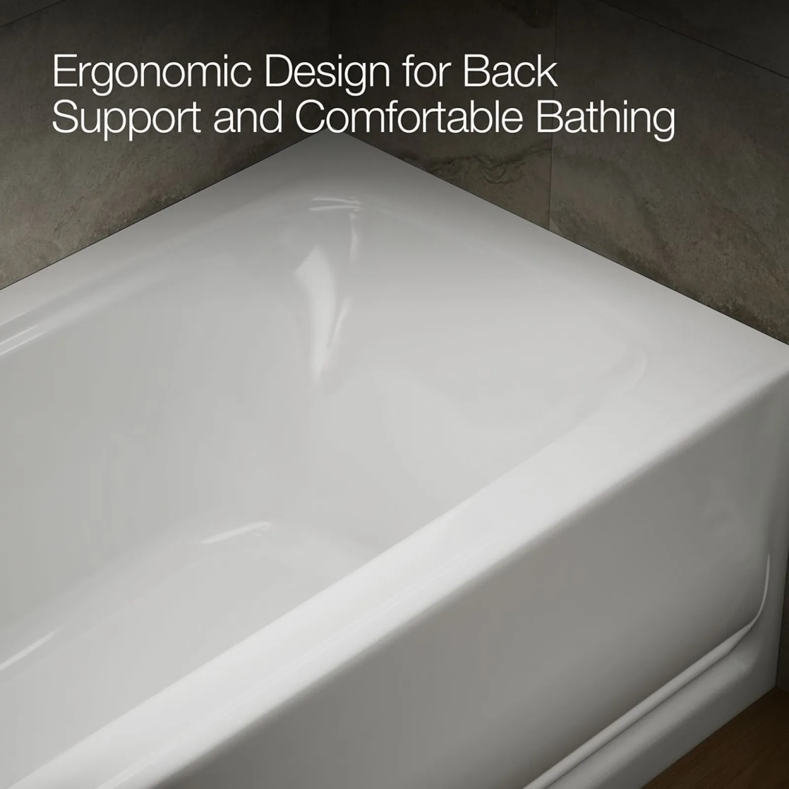 60" x 32" alcove bath, left drain^Kohler