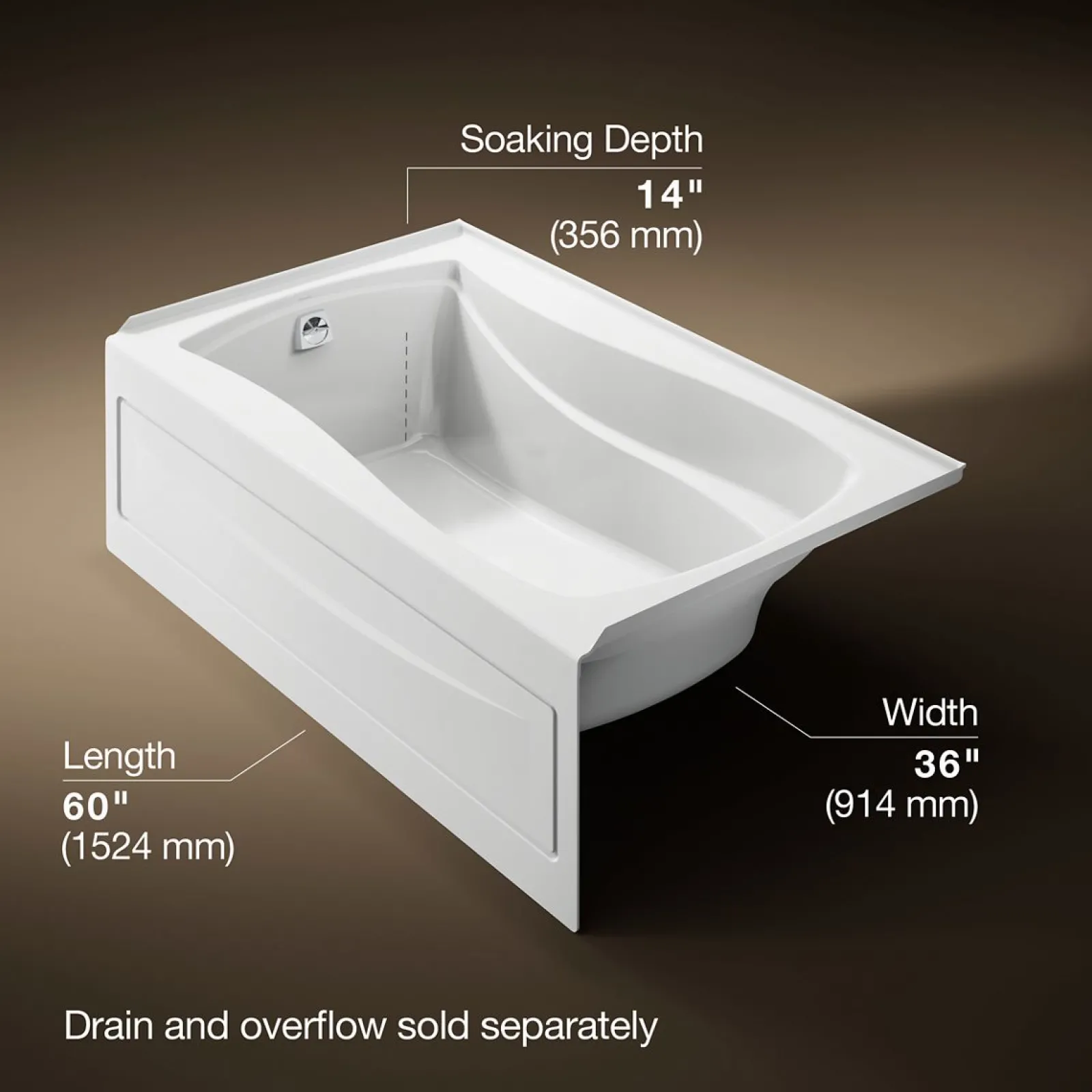 60" x 36" alcove bath, left drain^Kohler Online