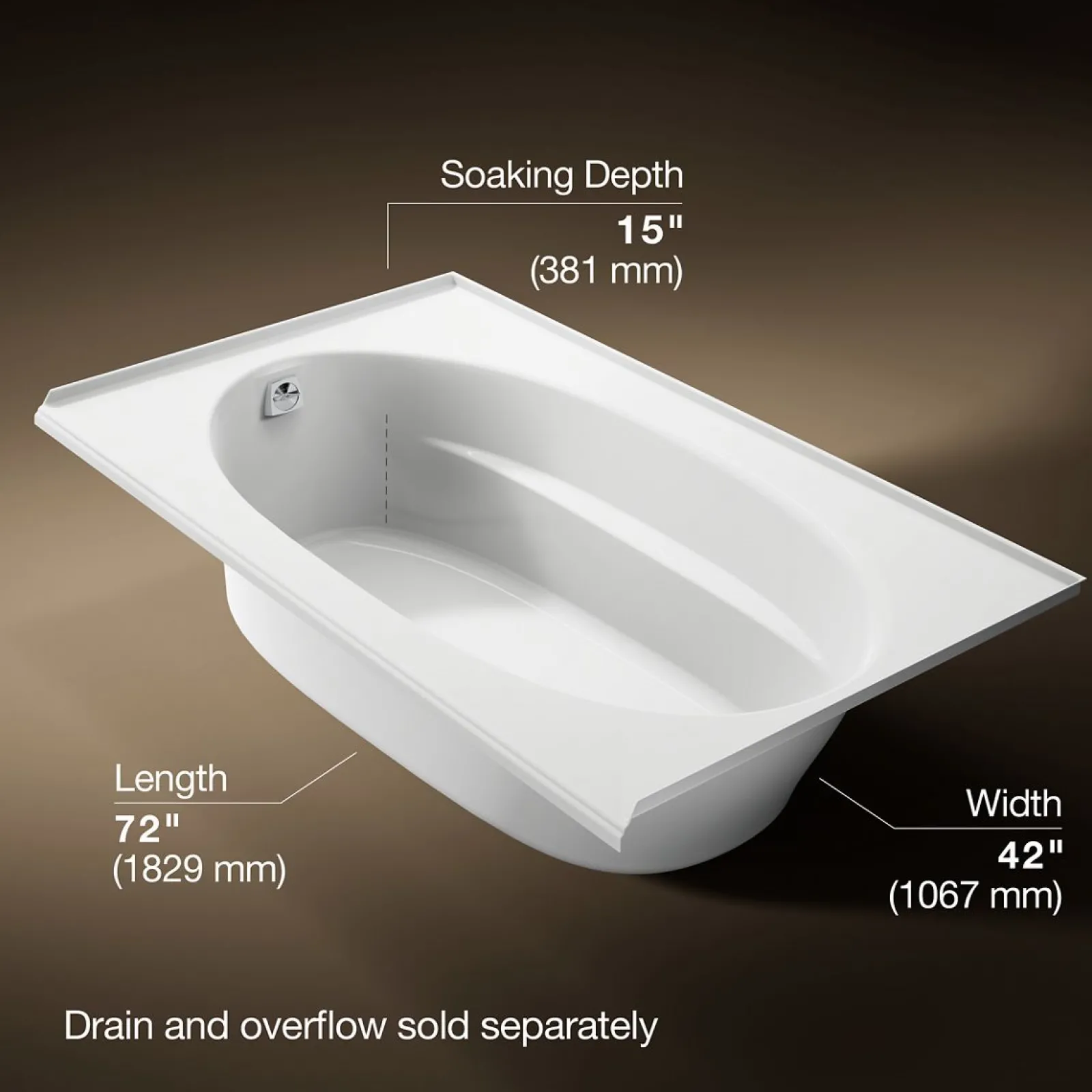 72" x 42" alcove bath, left drain^Kohler Discount