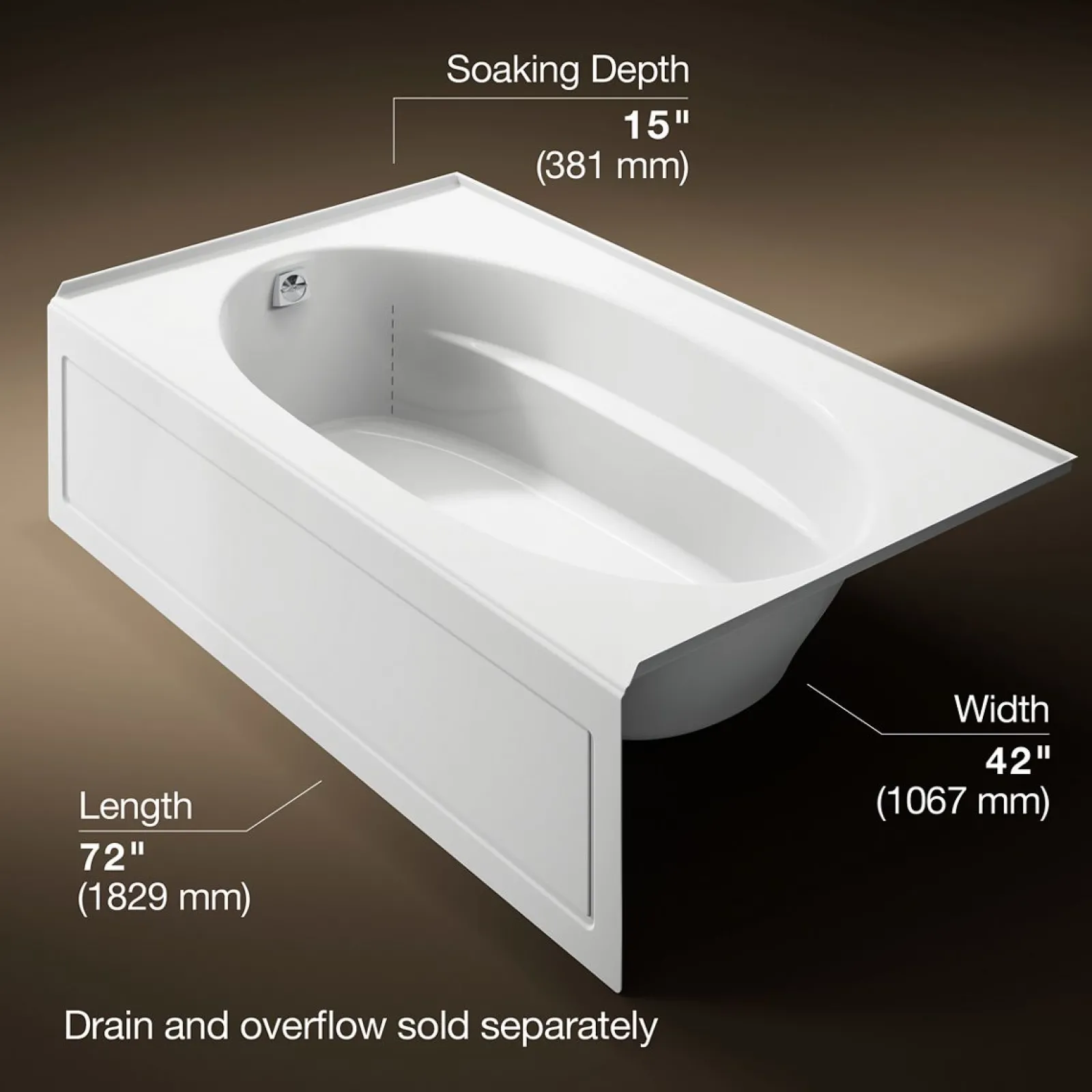 72" x 42" alcove bath, left drain^Kohler Sale