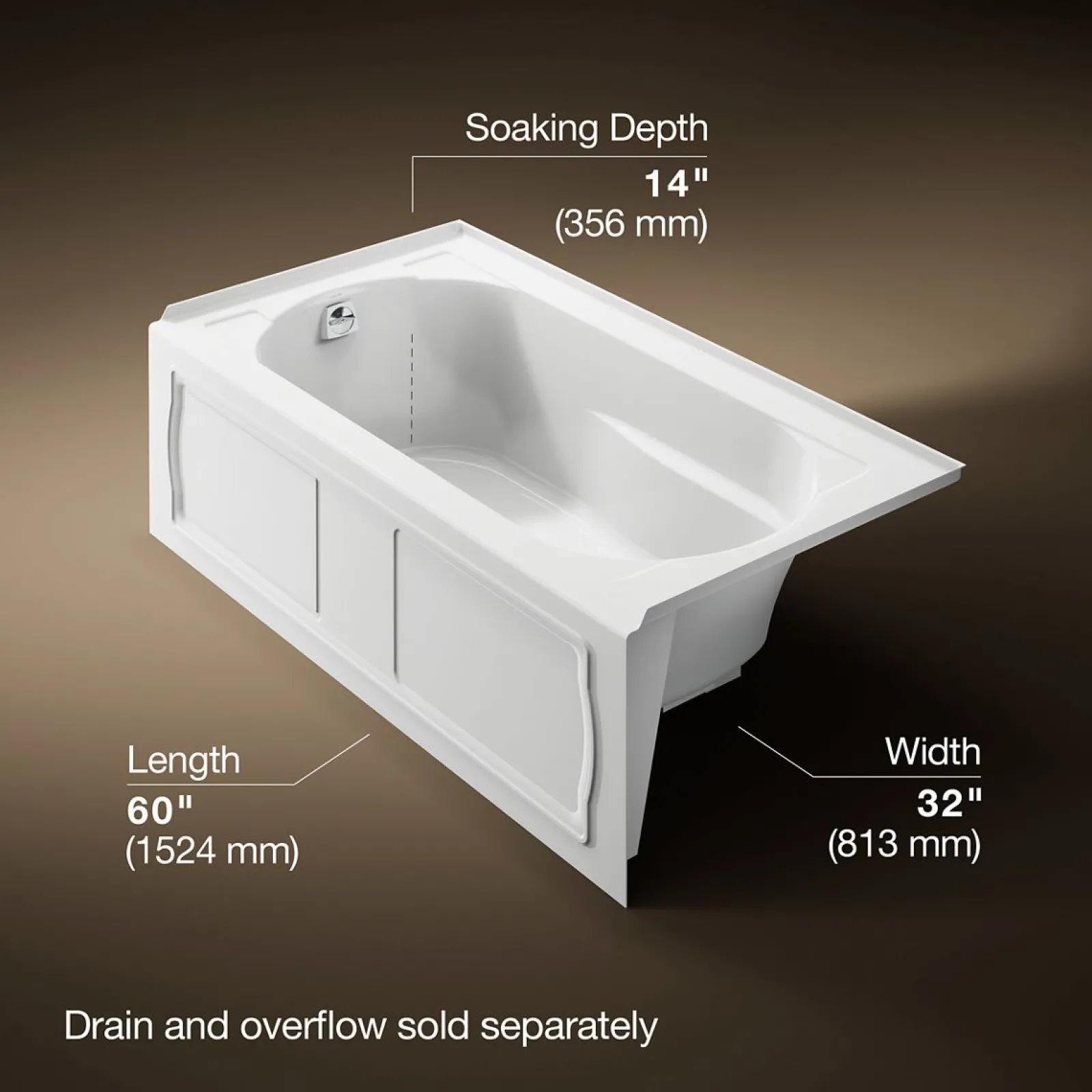 60" x 32" alcove bath, left drain^Kohler Hot