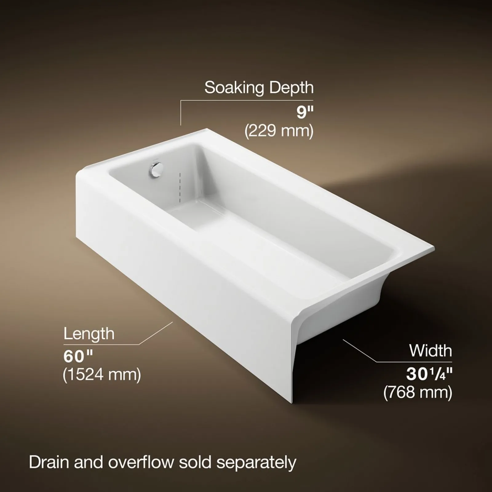 60" x 30-1/4" alcove bath, left drain^Kohler Clearance
