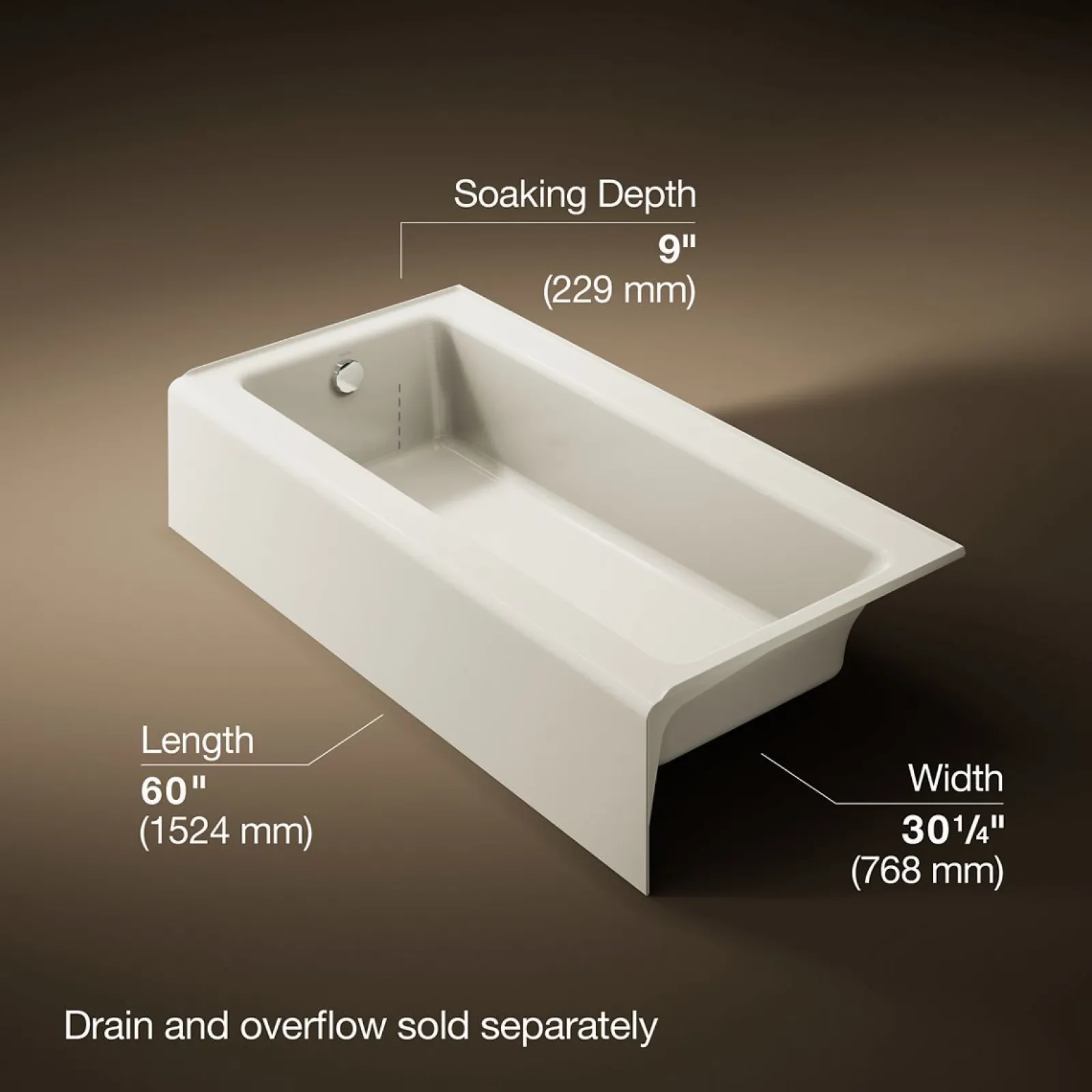 60" x 30-1/4" alcove bath, left drain^Kohler Clearance