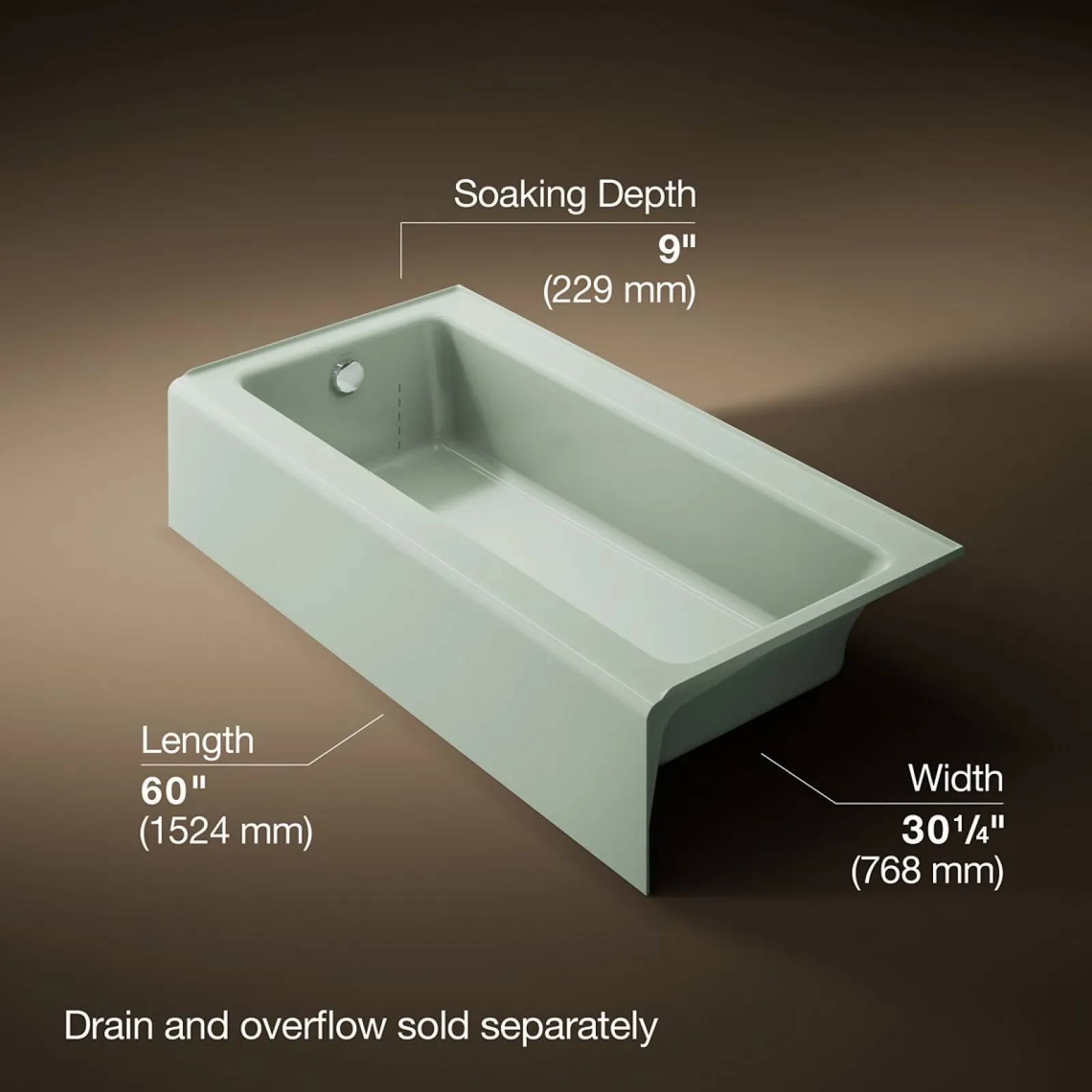 60" x 30-1/4" alcove bath, left drain^Kohler Clearance