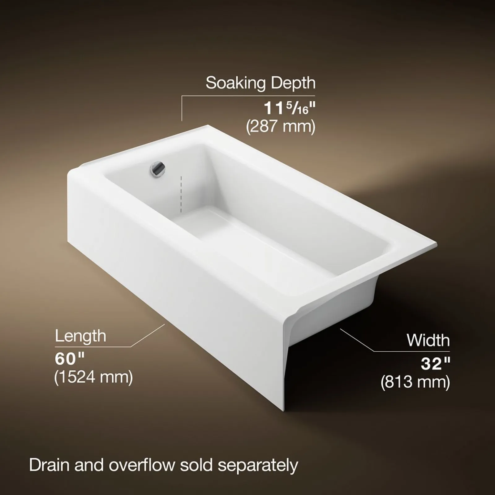 60" x 32" alcove bath, left drain^Kohler Online