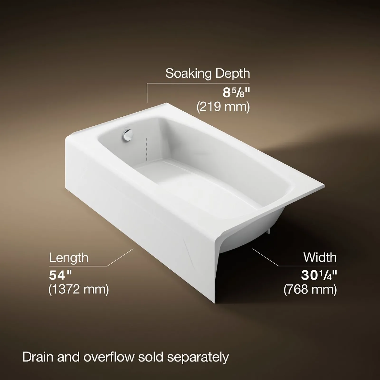 54" x 30-1/4" alcove bath, left drain^Kohler Clearance