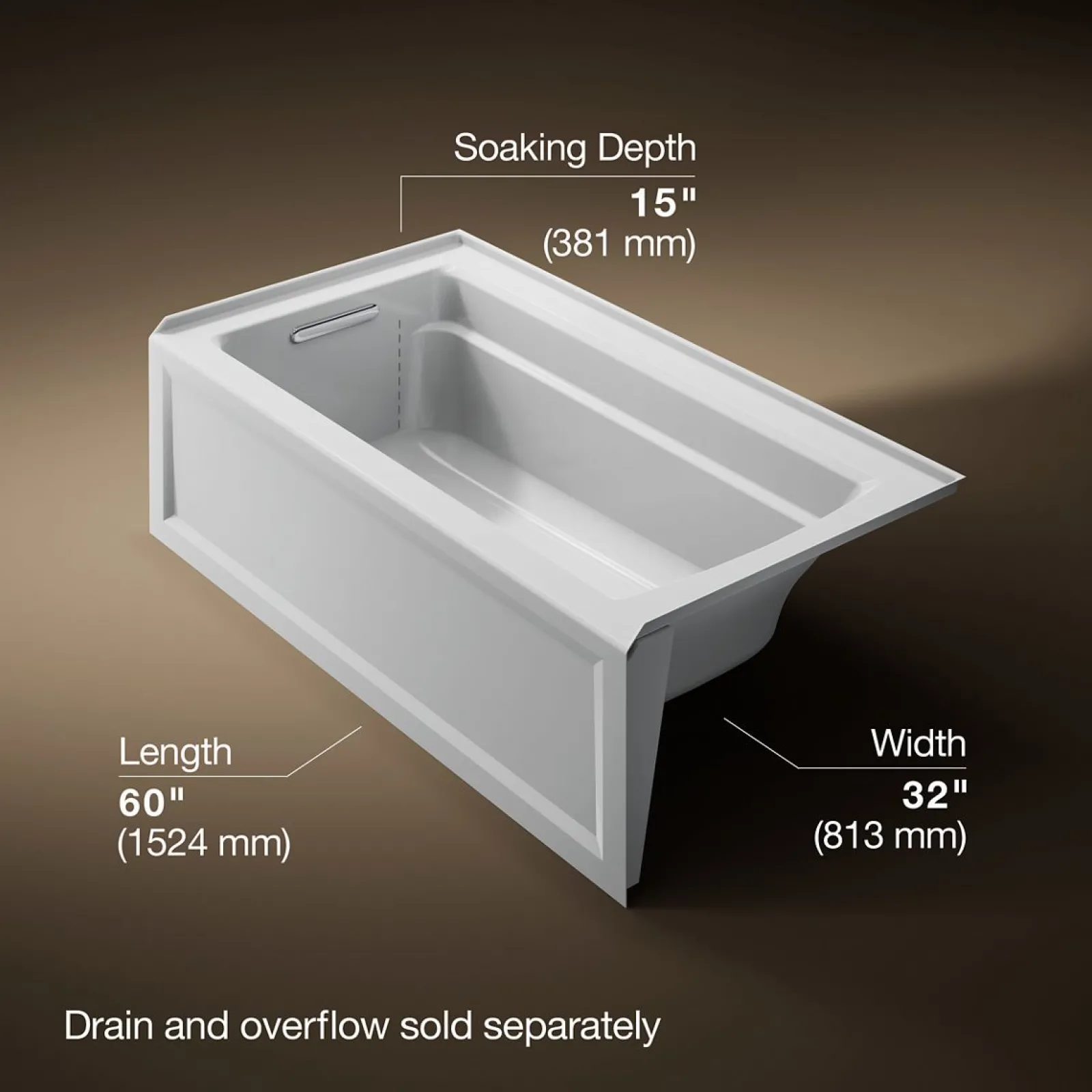 60" x 32" alcove bath with Bask® heated surface, left drain^Kohler Clearance