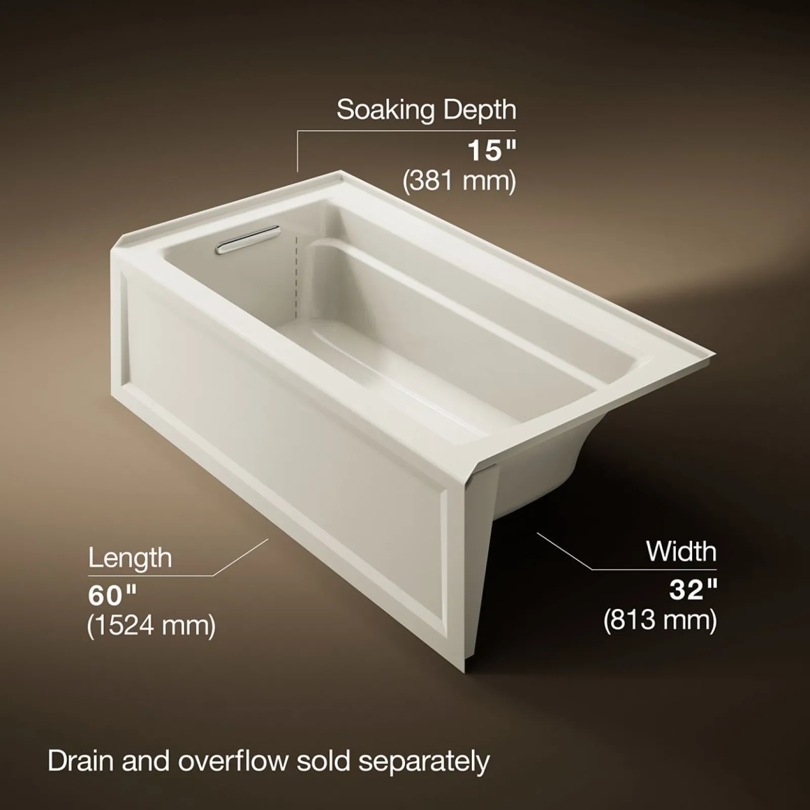 60" x 32" alcove bath with Bask® heated surface, left drain^Kohler Clearance