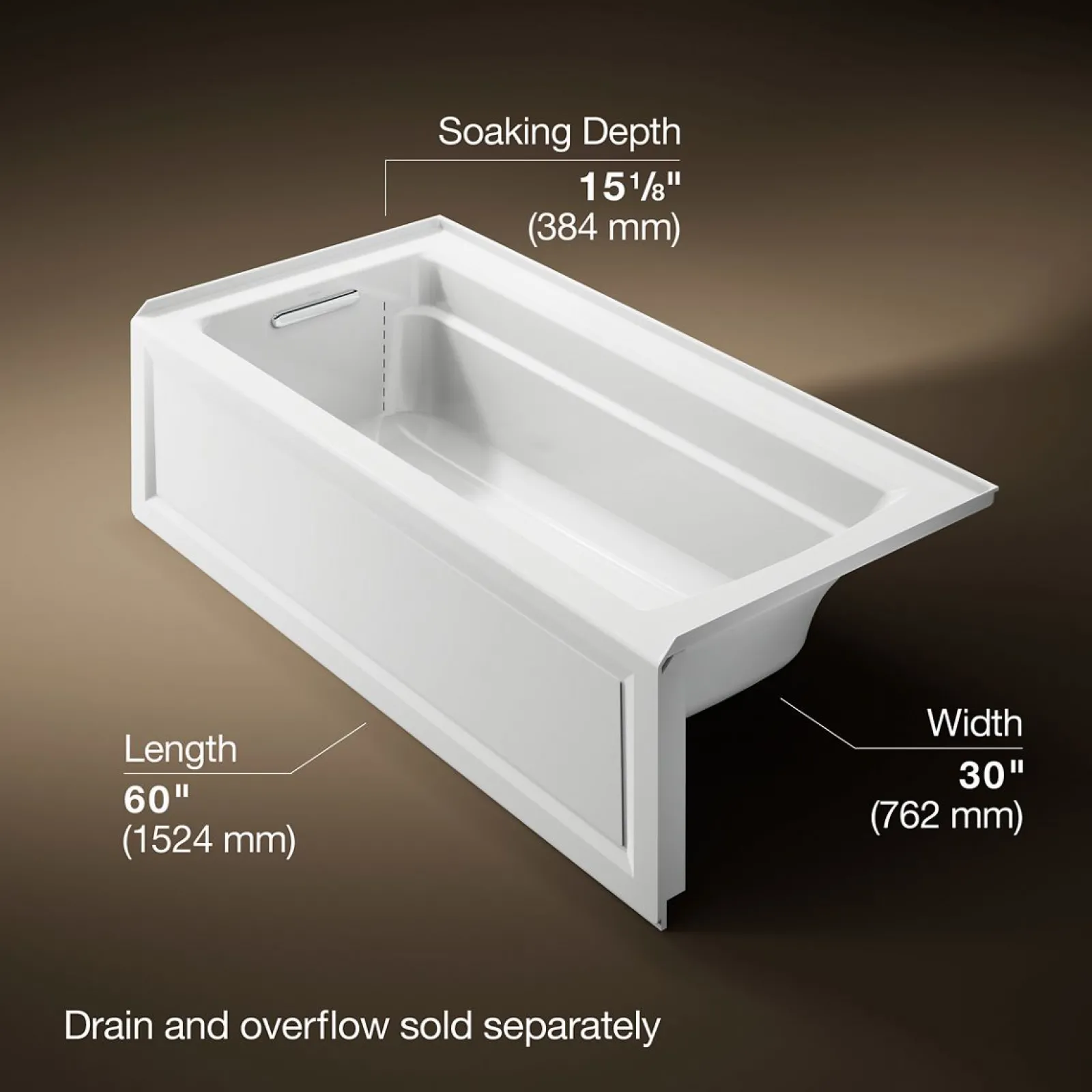 66" x 32" alcove bath with Bask® heated surface, left drain^Kohler Best