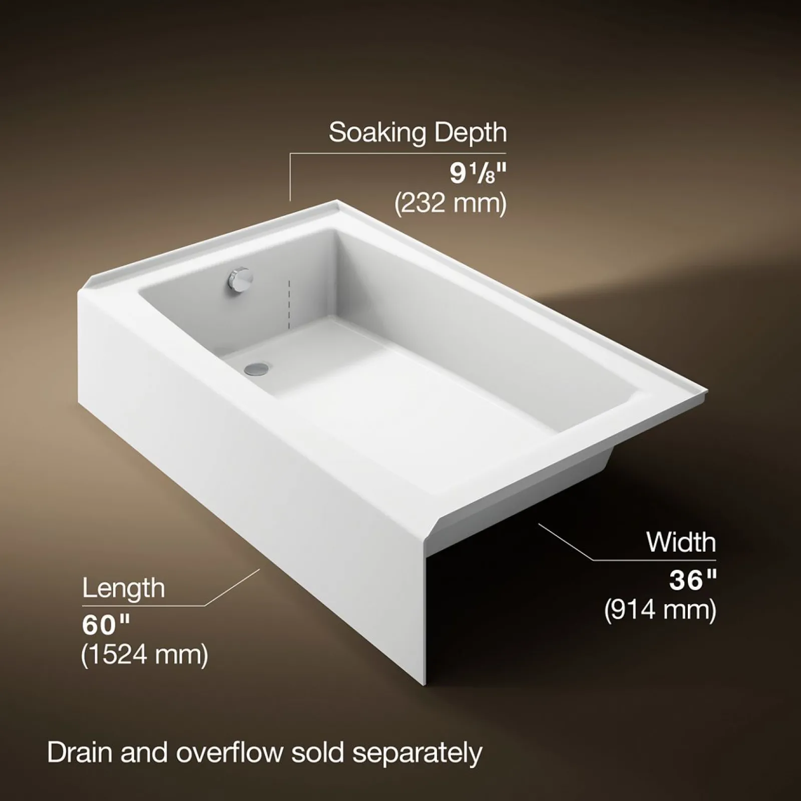 60" x 36" alcove bath with left drain^Kohler Best