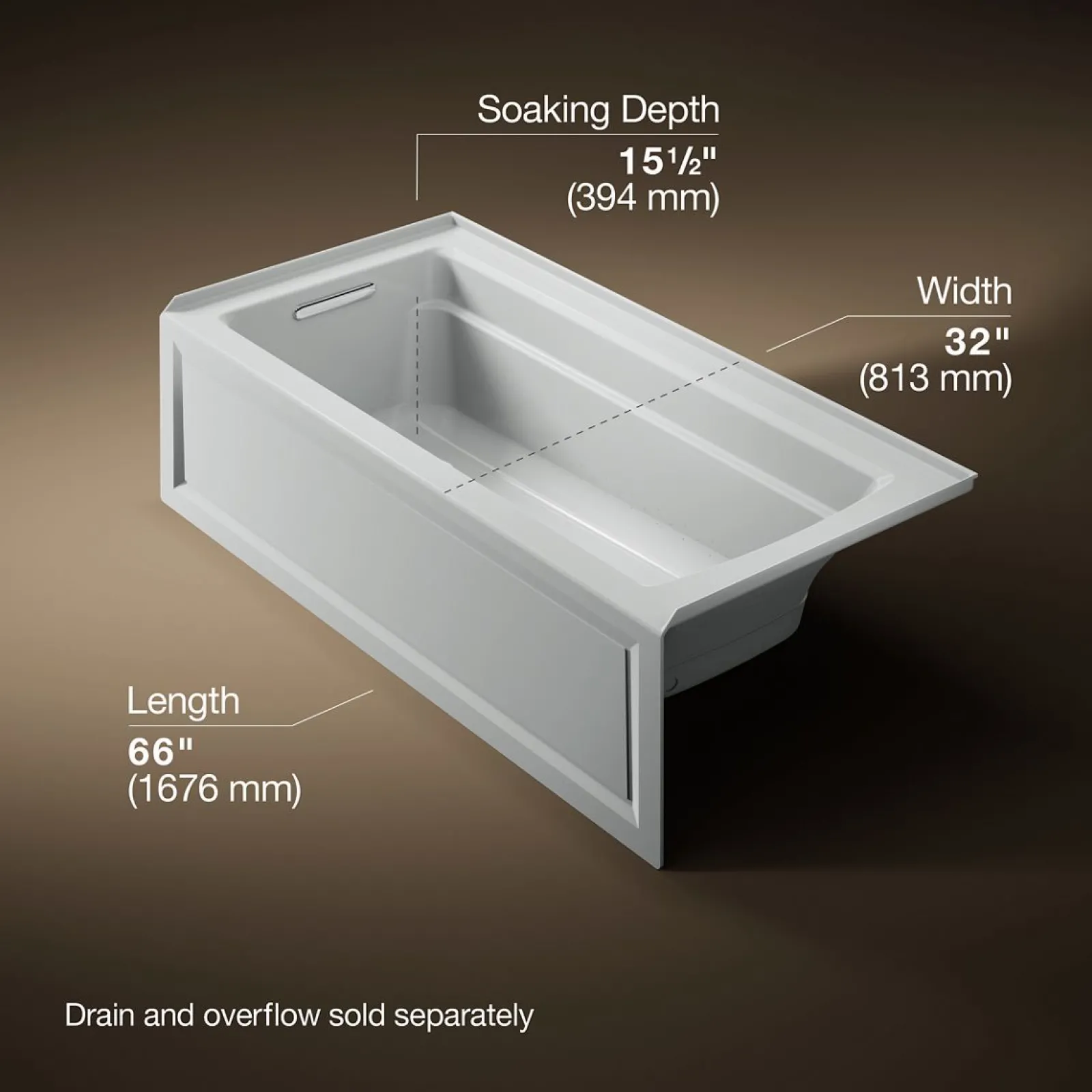 66" x 32" alcove Heated BubbleMassage™ air bath, left drain^Kohler Sale