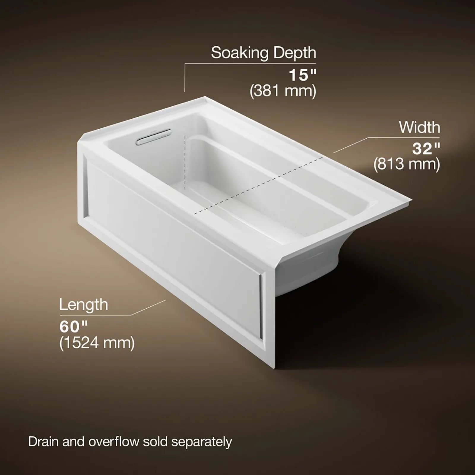60" x 32" alcove Heated BubbleMassage™ air bath, left drain^Kohler Sale