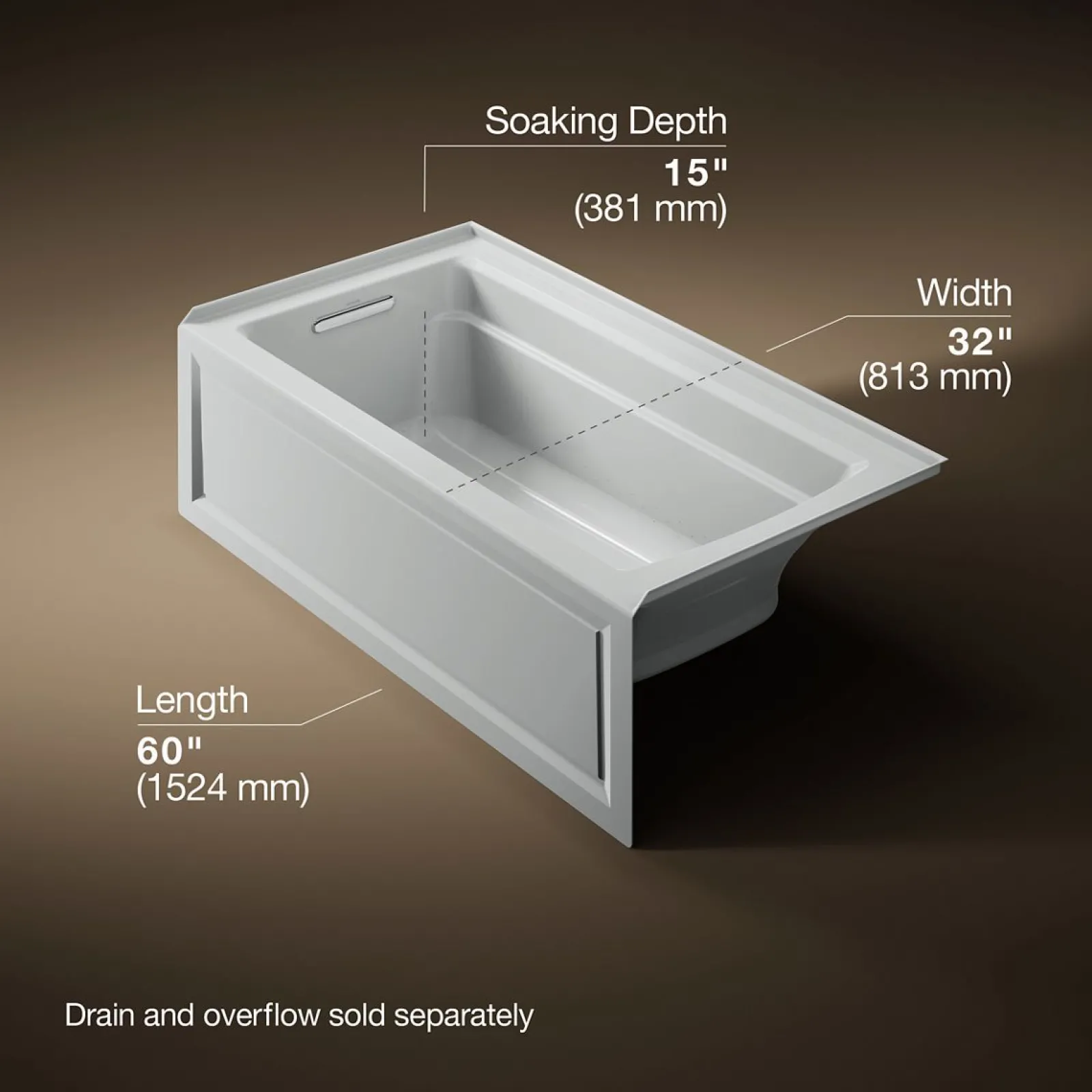 60" x 32" alcove Heated BubbleMassage™ air bath, left drain^Kohler Sale
