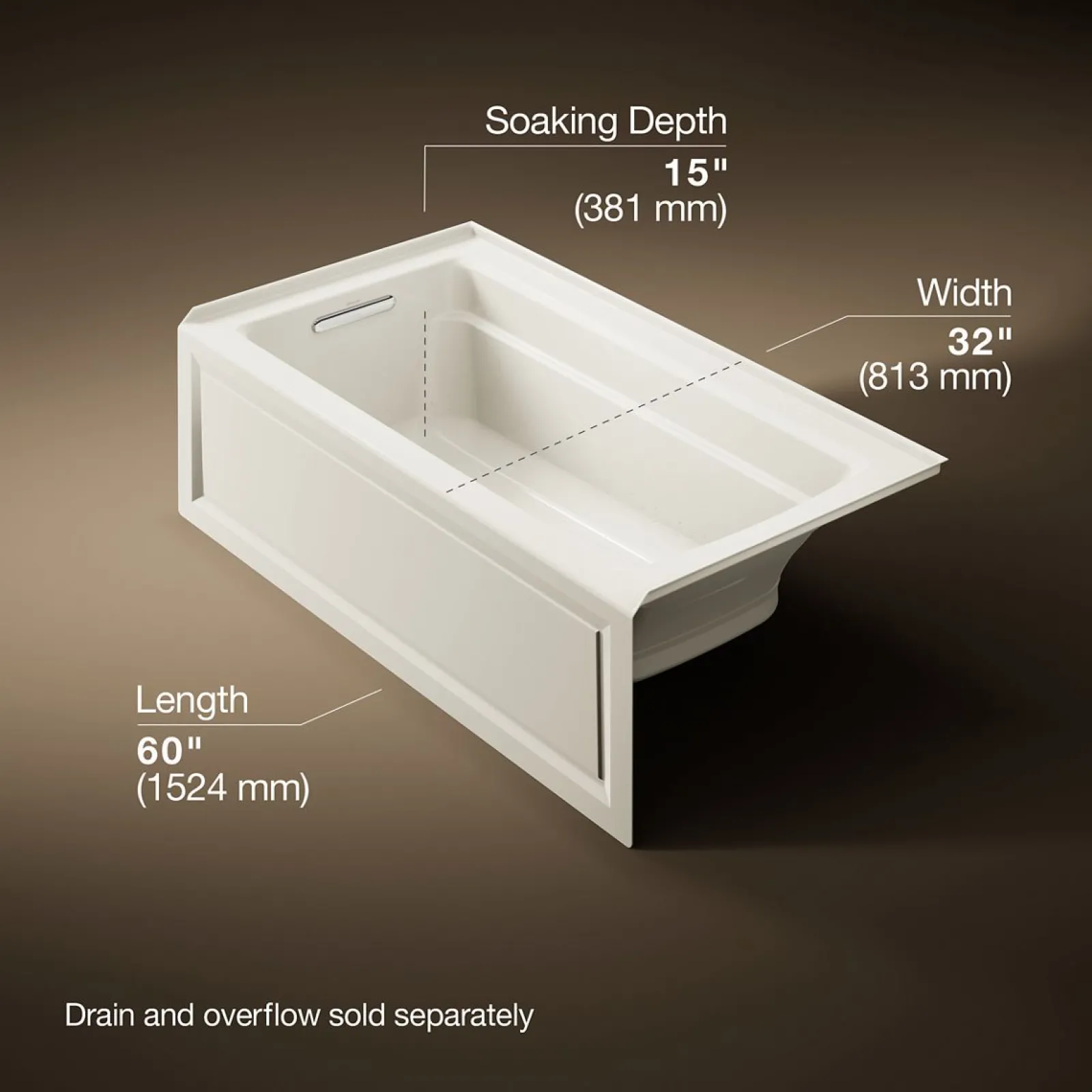 60" x 32" alcove Heated BubbleMassage™ air bath, left drain^Kohler Sale