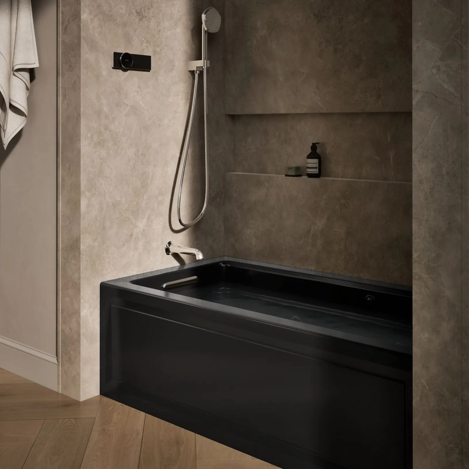 60" x 32" alcove Heated BubbleMassage™ air bath and whirlpool, left drain^Kohler
