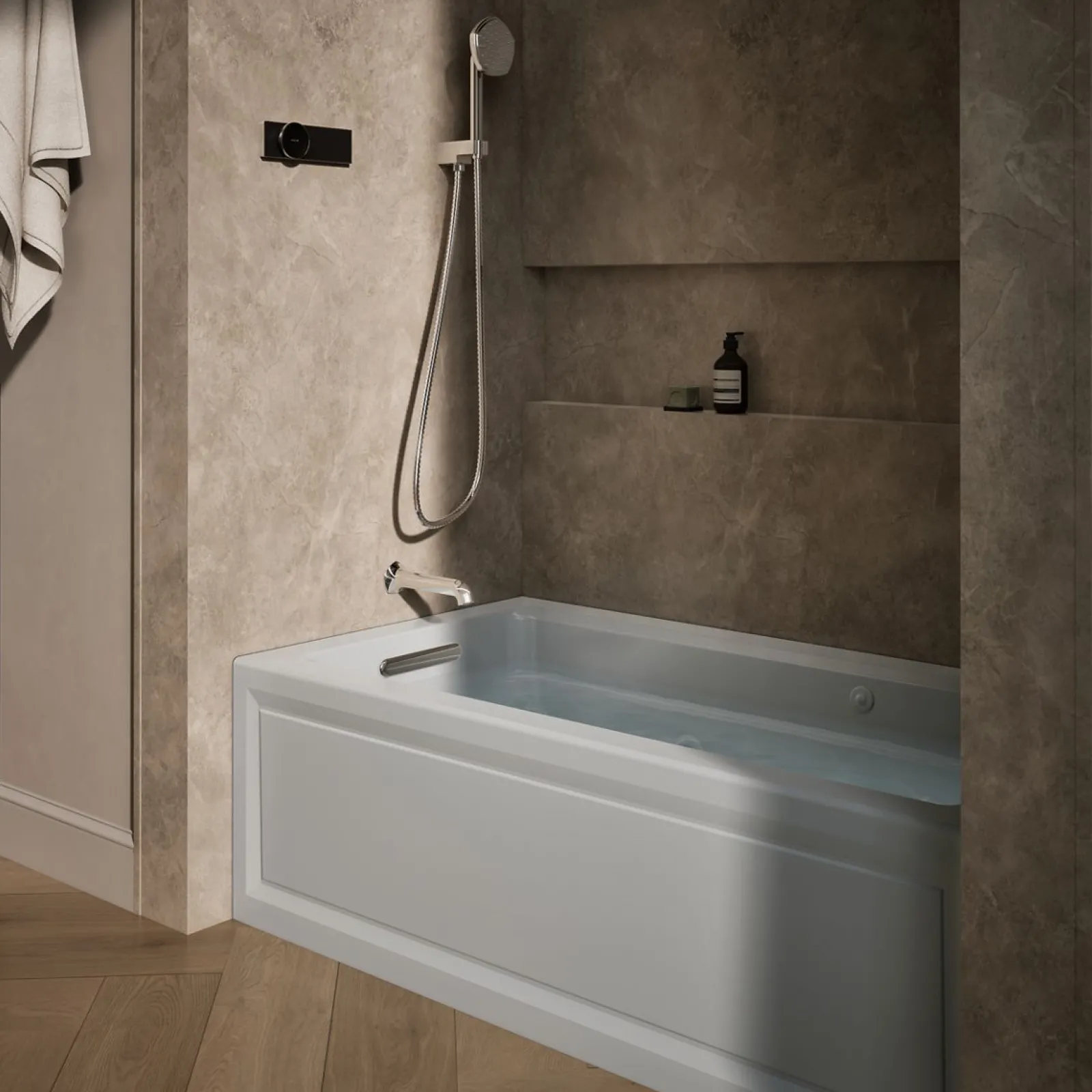 60" x 32" alcove Heated BubbleMassage™ air bath and whirlpool, left drain^Kohler