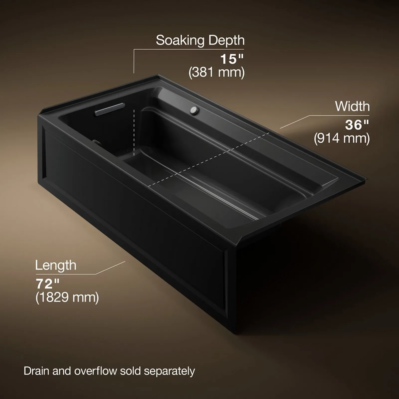 72" x 36" alcove Heated BubbleMassage™ air bath with Bask® heated surface, left drain^Kohler Clearance