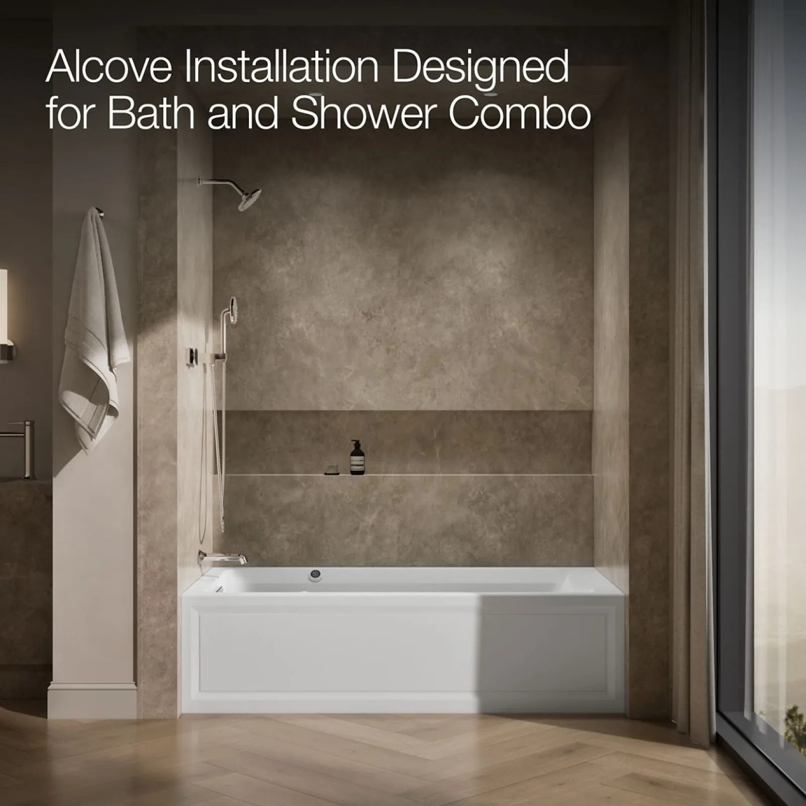 72" x 36" alcove Heated BubbleMassage™ air bath with Bask® heated surface, left drain^Kohler Clearance