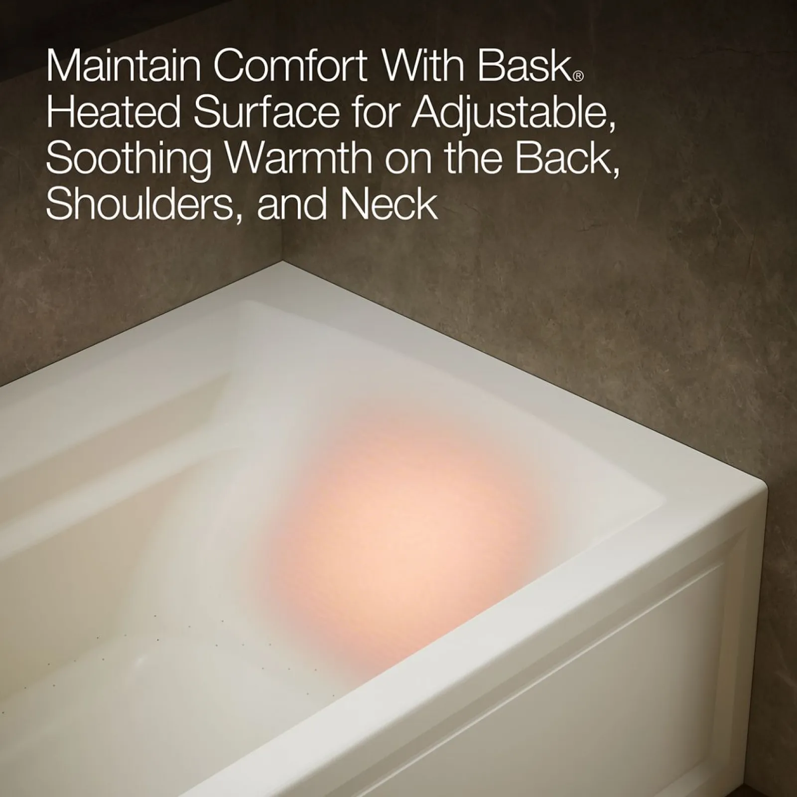 72" x 36" alcove Heated BubbleMassage™ air bath with Bask® heated surface, left drain^Kohler Clearance