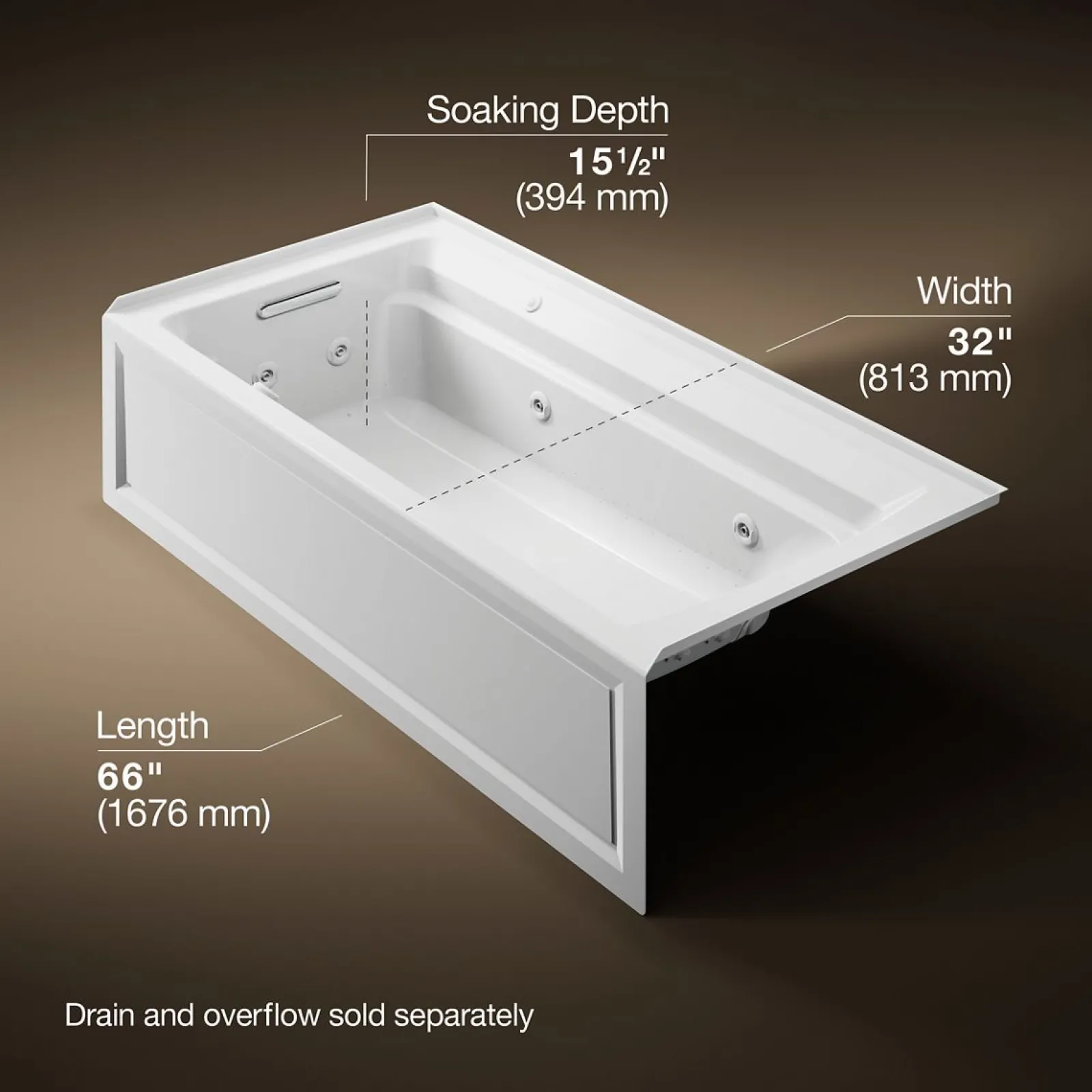 72" x 36" alcove Heated BubbleMassage™ air bath and whirlpool, left drain^Kohler Discount