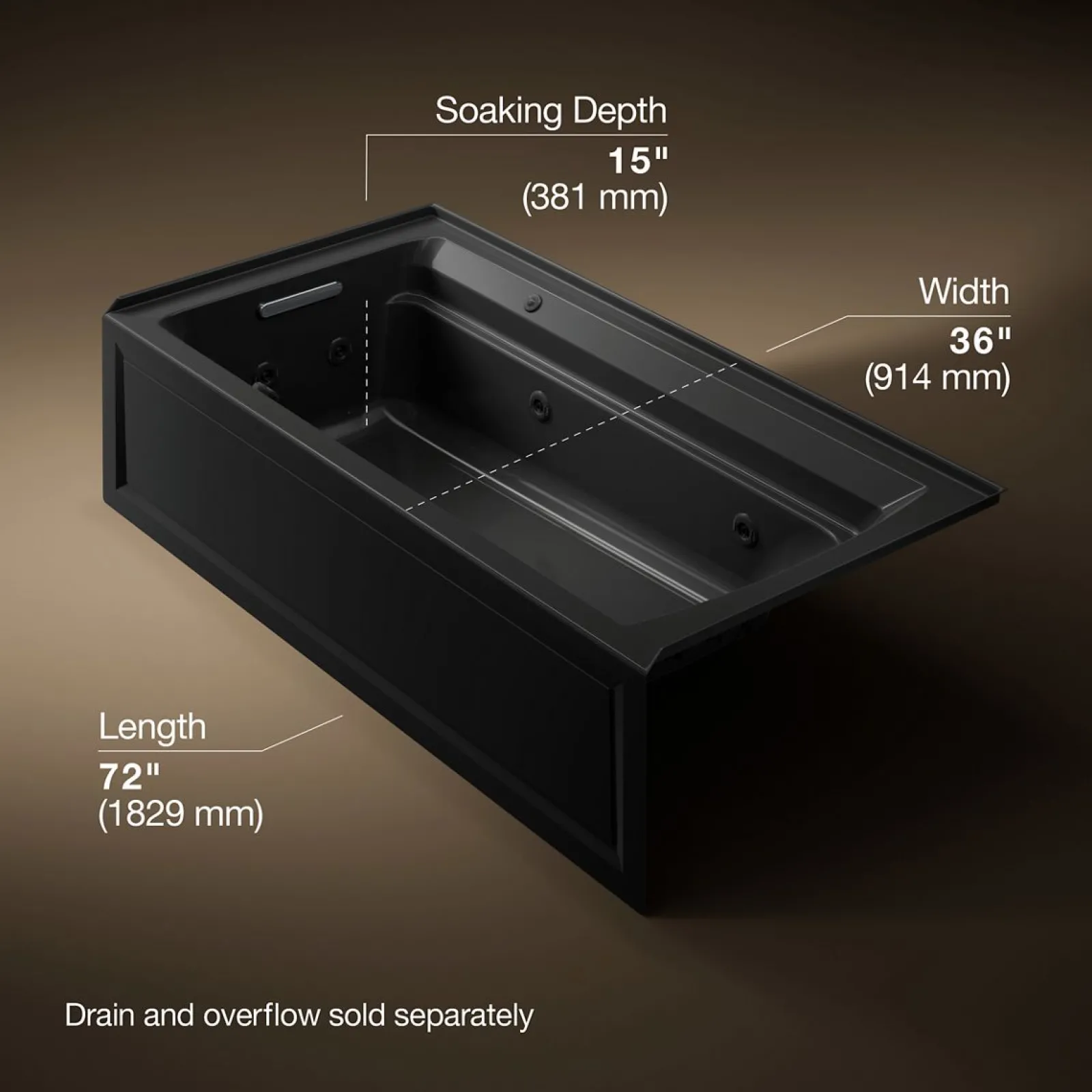 72" x 36" alcove Heated BubbleMassage™ air bath and whirlpool, left drain^Kohler Discount