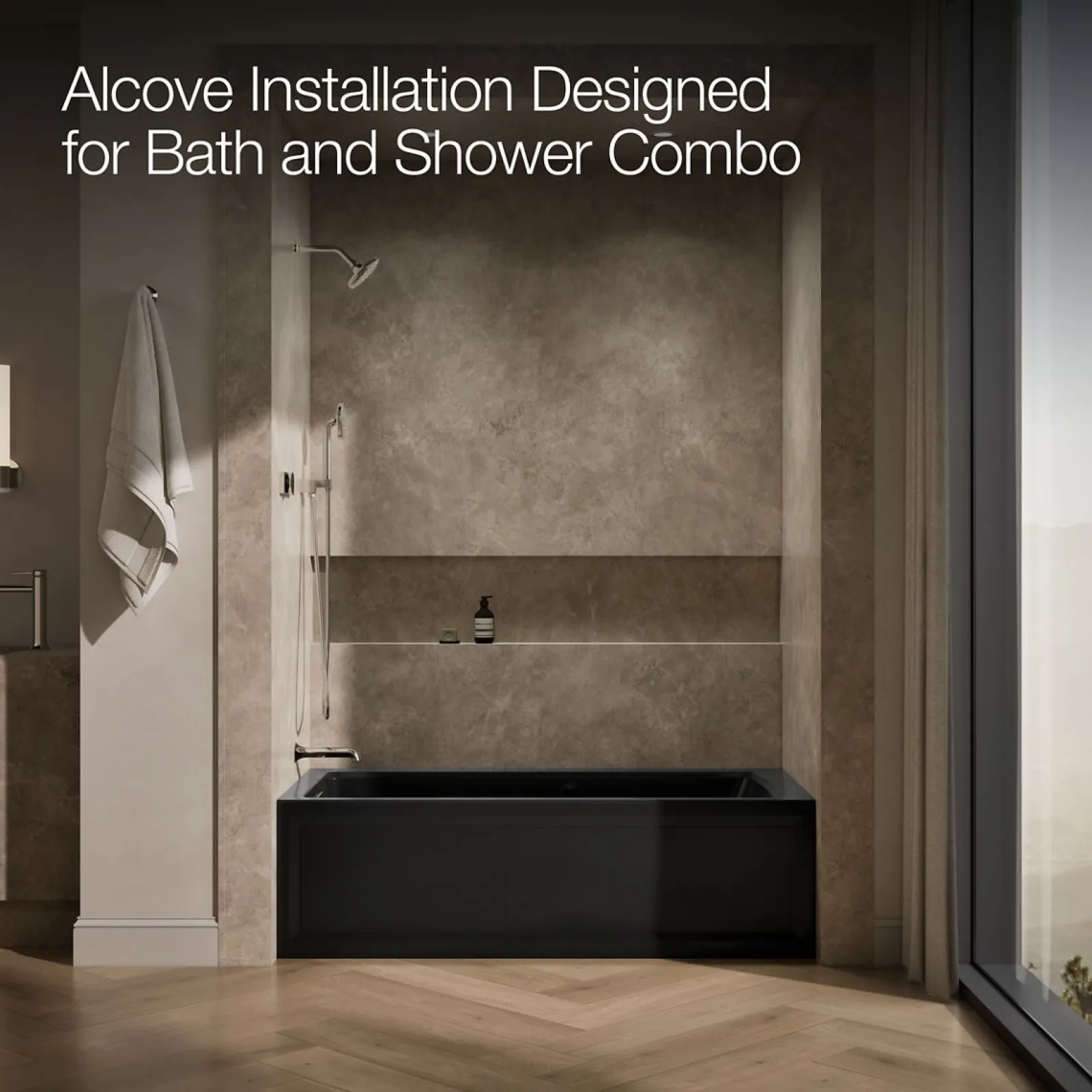 66" x 32" alcove Heated BubbleMassage™ air bath and whirlpool, left drain^Kohler Outlet