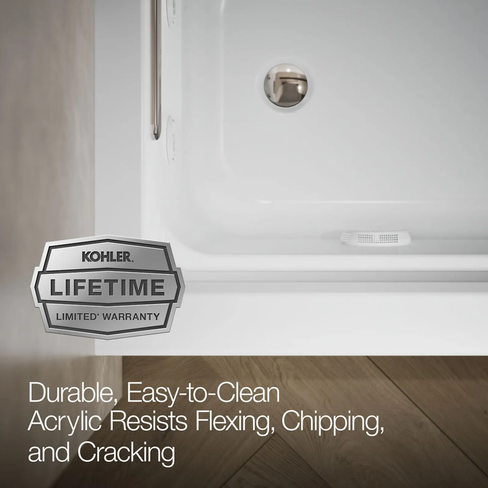 66" x 32" alcove Heated BubbleMassage™ air bath and whirlpool, left drain^Kohler Outlet