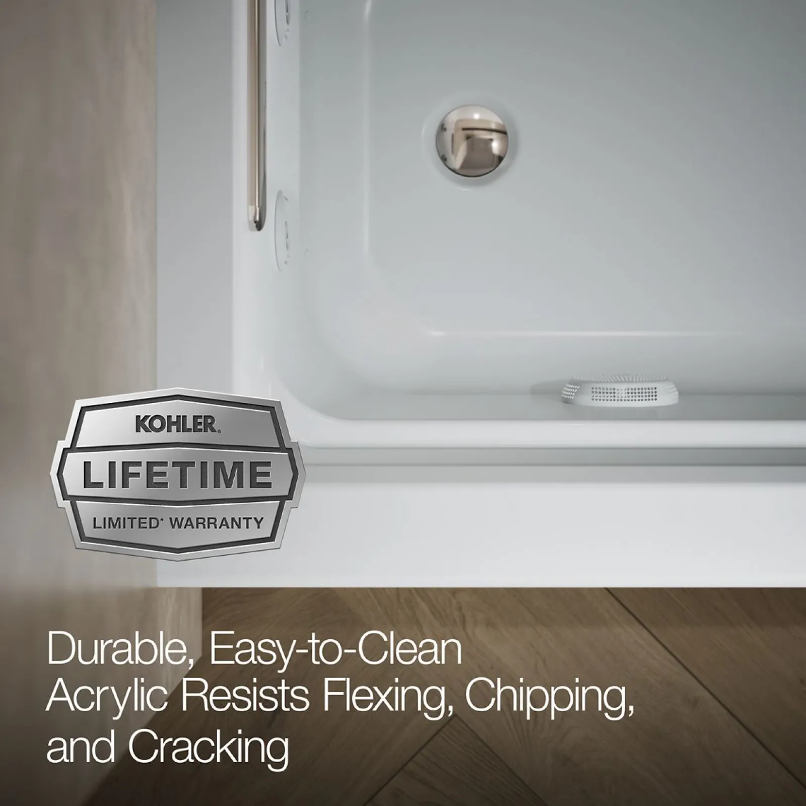 66" x 32" alcove Heated BubbleMassage™ air bath and whirlpool, left drain^Kohler Outlet