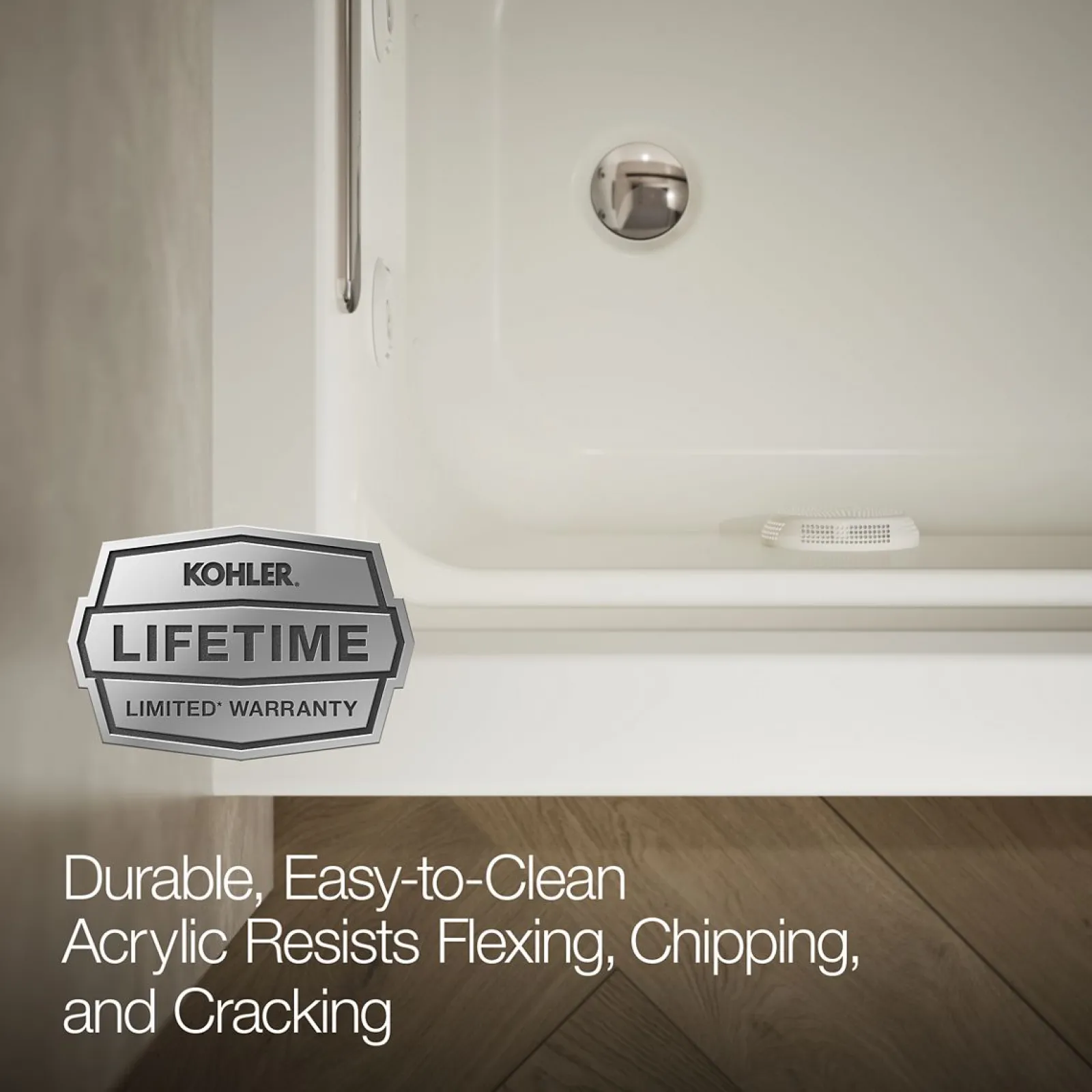 66" x 32" alcove Heated BubbleMassage™ air bath and whirlpool, left drain^Kohler Outlet