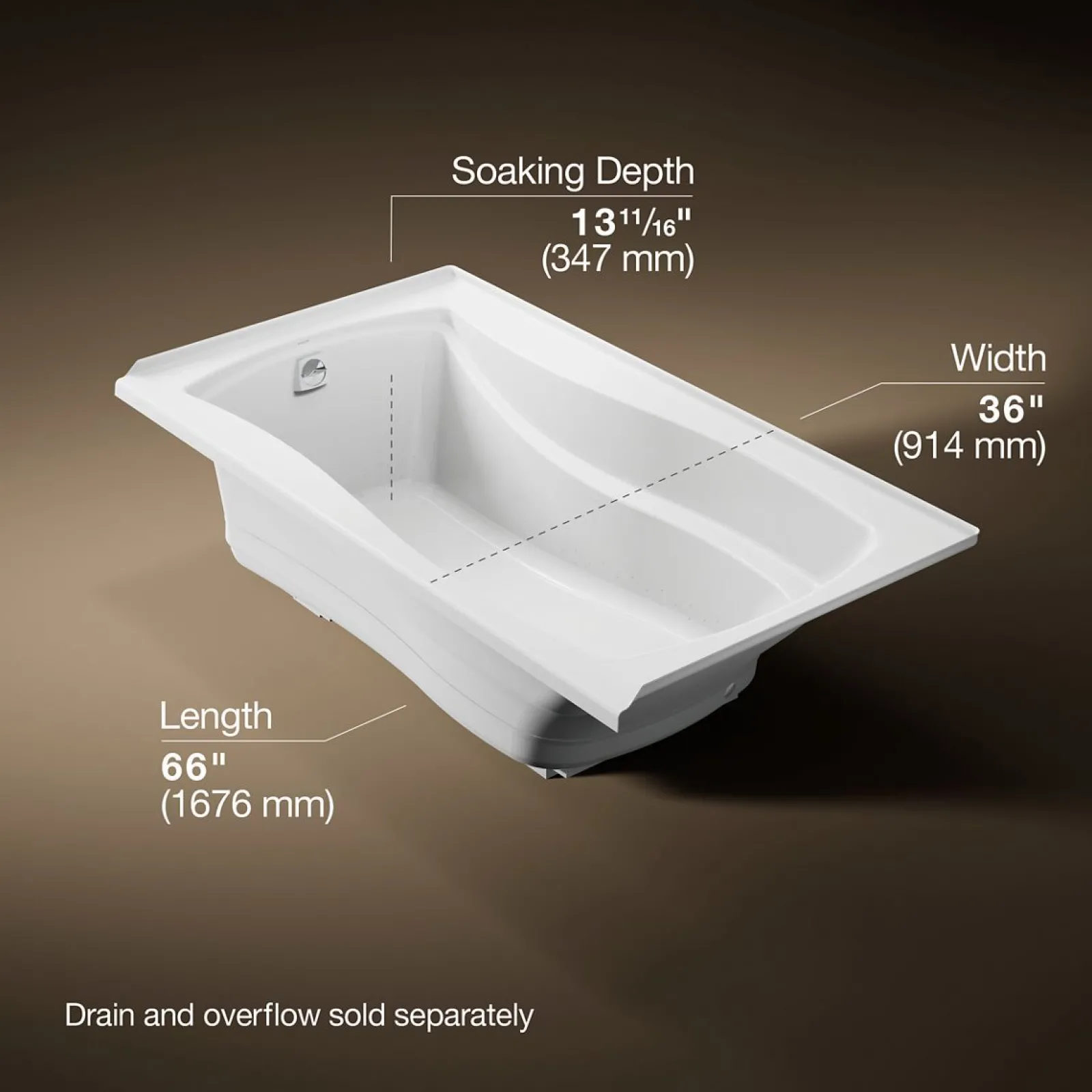 66" x 36" alcove Heated BubbleMassage™ air bath, left drain^Kohler New