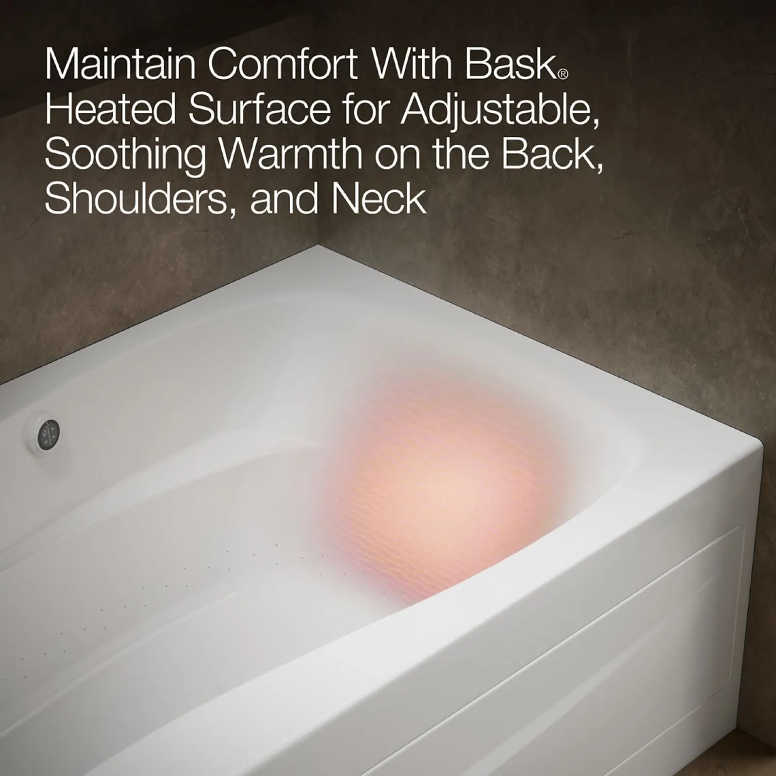 60" x 36" alcove Heated BubbleMassage™ air bath with Bask® heated surface, left drain^Kohler Discount