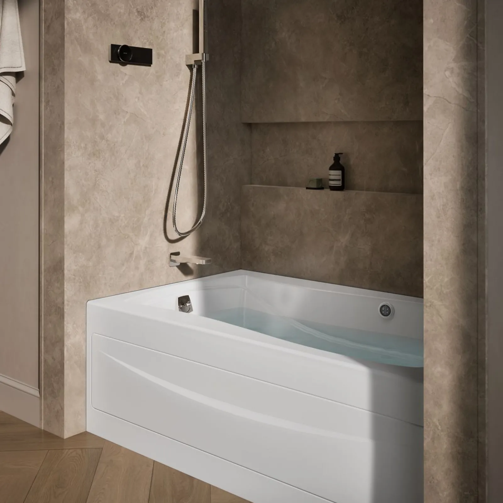 60" x 36" alcove Heated BubbleMassage™ air bath with Bask® heated surface, left drain^Kohler Discount