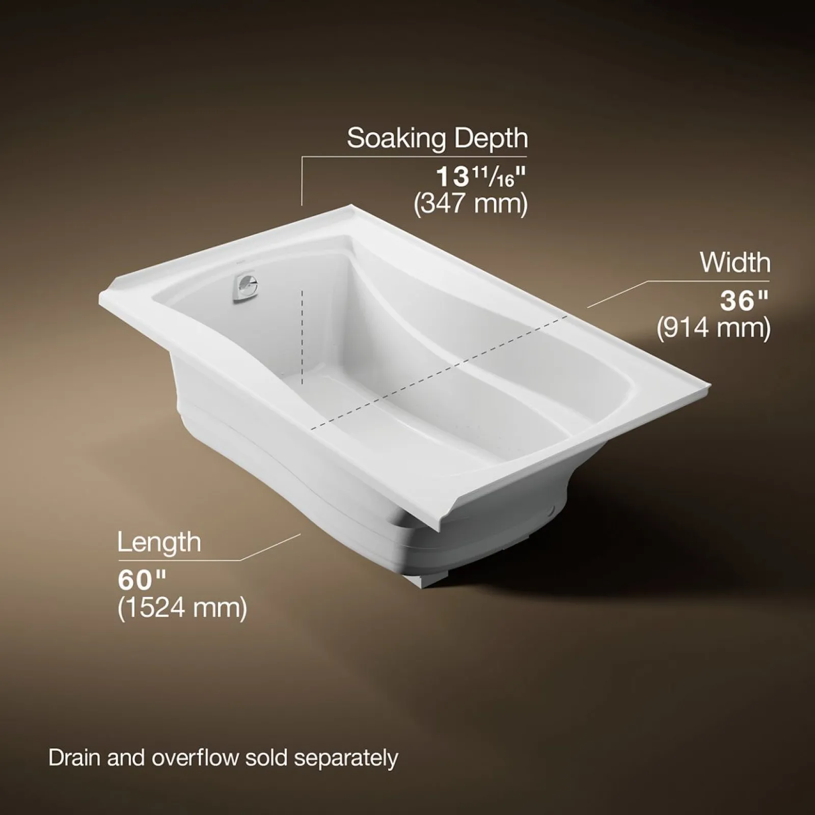 60" x 36" alcove Heated BubbleMassage™ air bath, left drain^Kohler Sale