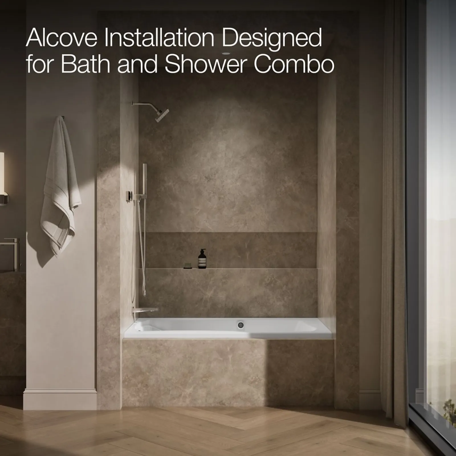 60" x 36" alcove Heated BubbleMassage™ air bath with Bask® heated surface, left drain^Kohler Outlet