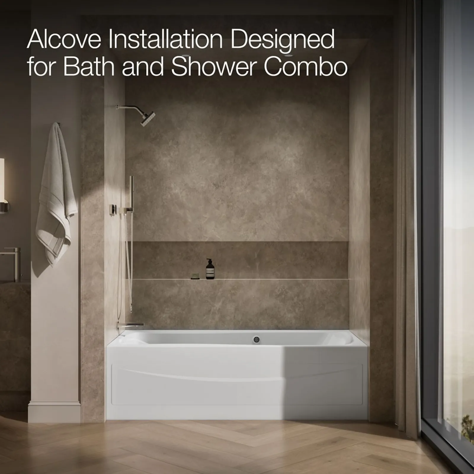 72" x 36" alcove Heated BubbleMassage™ air bath with Bask® heated surface, left drain^Kohler Sale