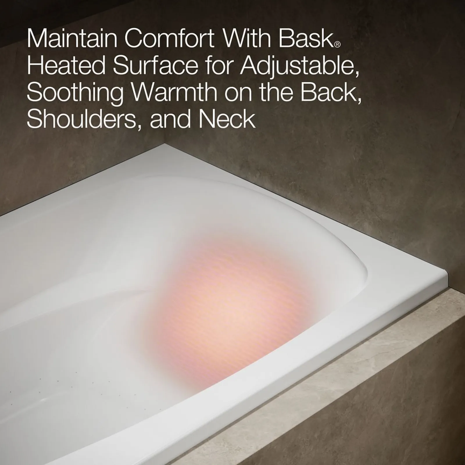 72" x 36" alcove Heated BubbleMassage™ air bath with Bask® heated surface, left drain^Kohler New