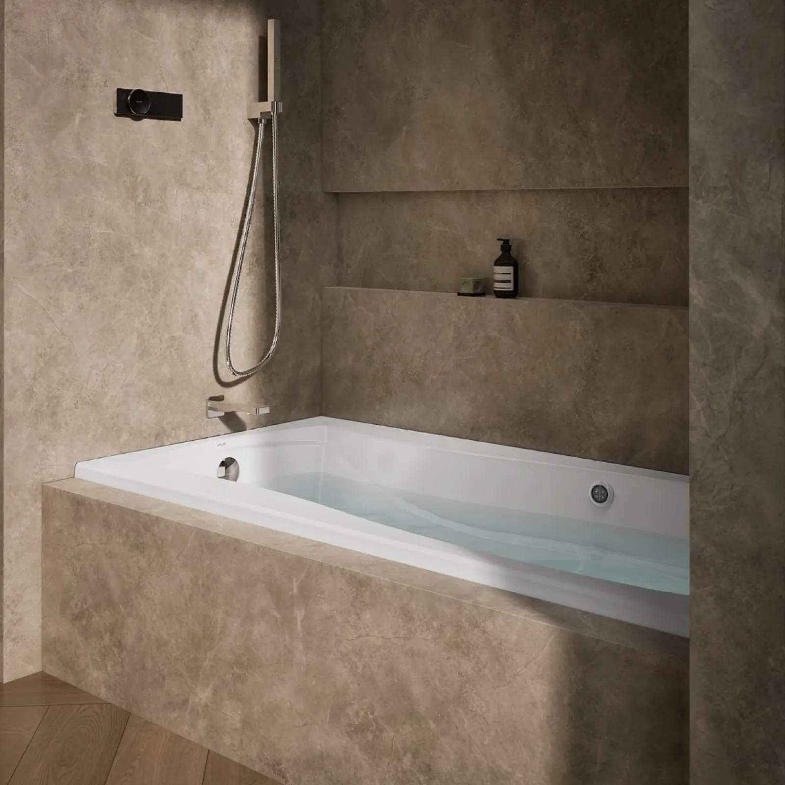 72" x 36" alcove Heated BubbleMassage™ air bath with Bask® heated surface, left drain^Kohler New