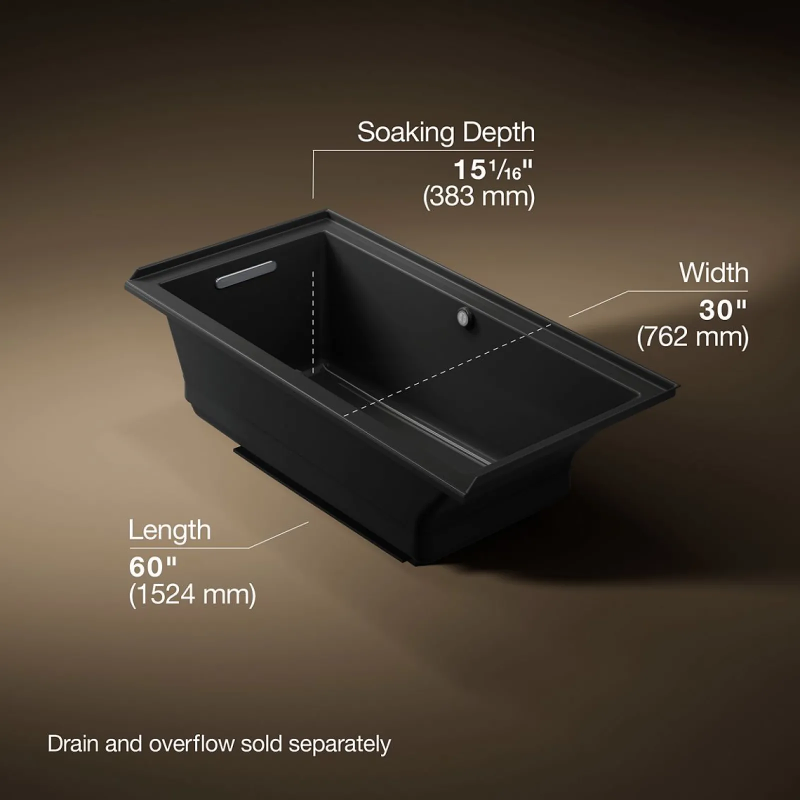 60" x 30" alcove Heated BubbleMassage™ air bath with Bask®, left drain^Kohler Best