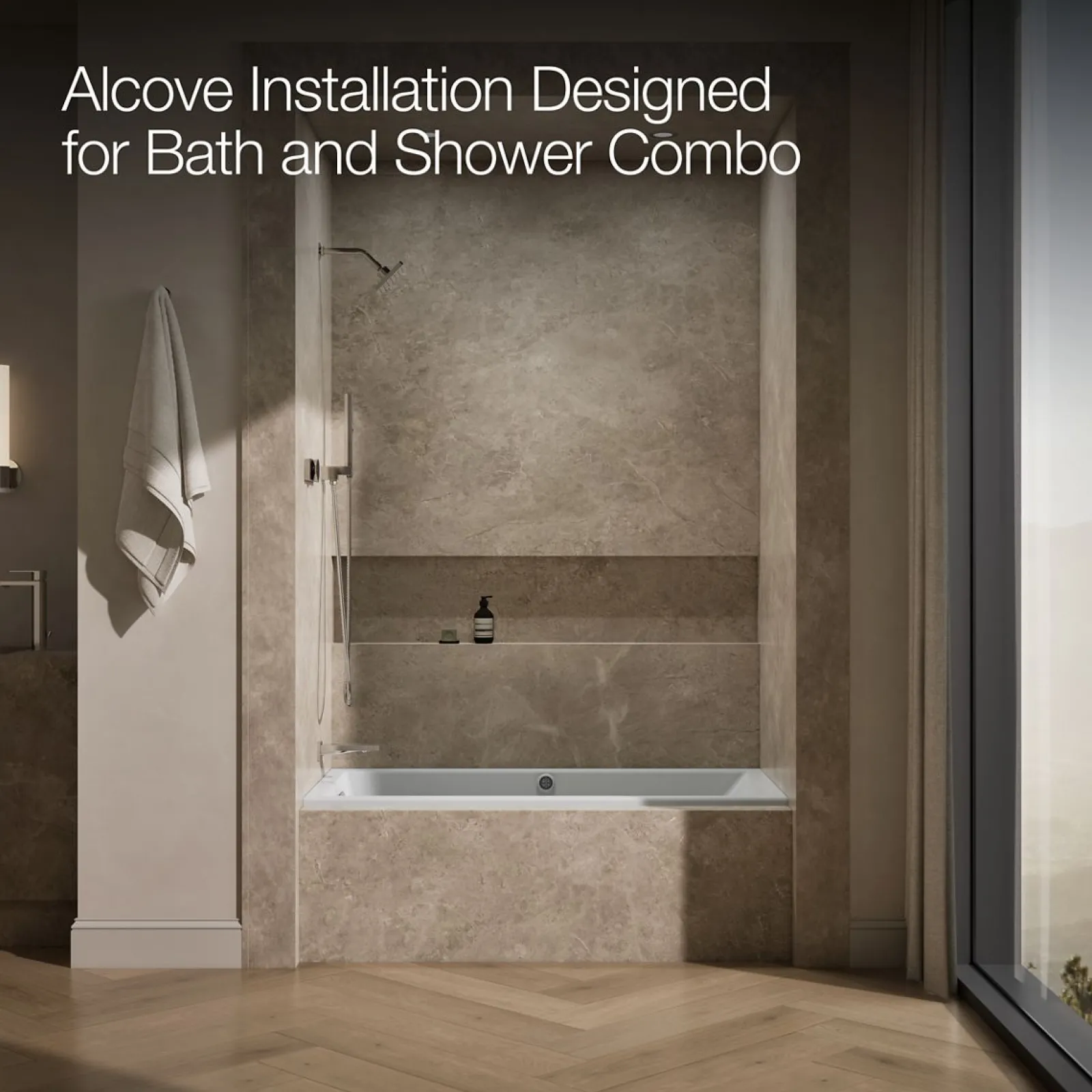 60" x 30" alcove Heated BubbleMassage™ air bath with Bask®, left drain^Kohler Best