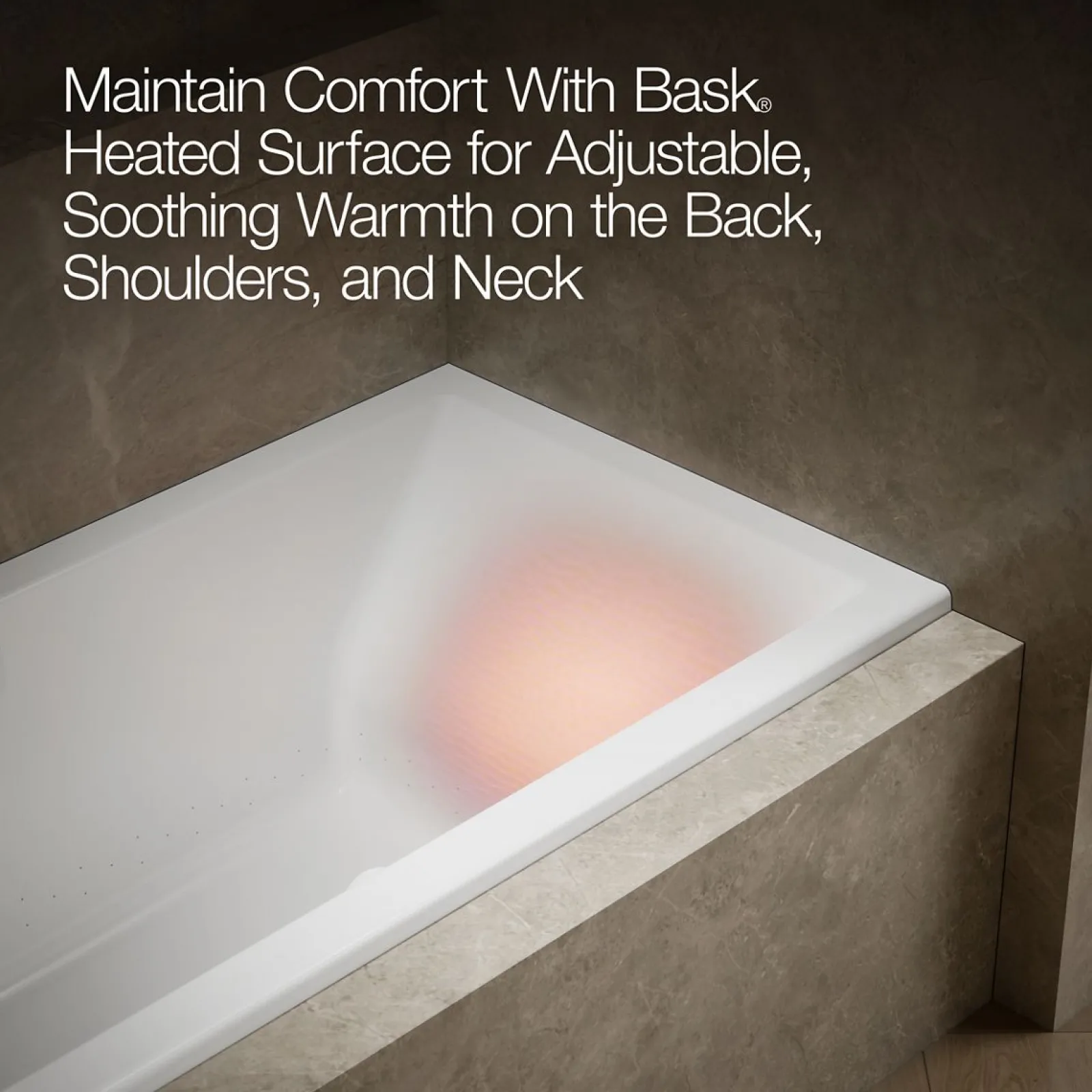 60" x 30" alcove Heated BubbleMassage™ air bath with Bask®, left drain^Kohler Best