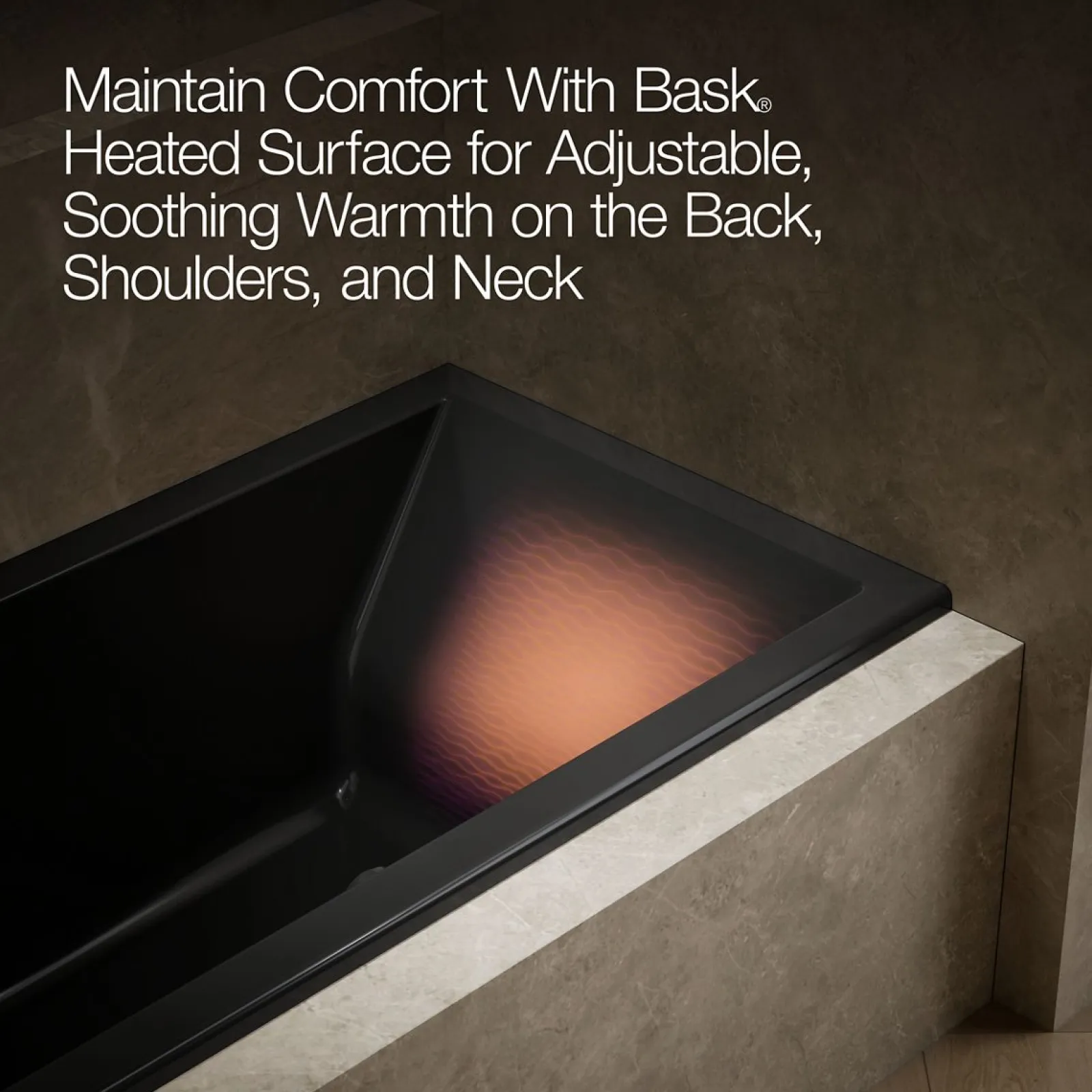 60" x 30" alcove Heated BubbleMassage™ air bath with Bask®, left drain^Kohler Best