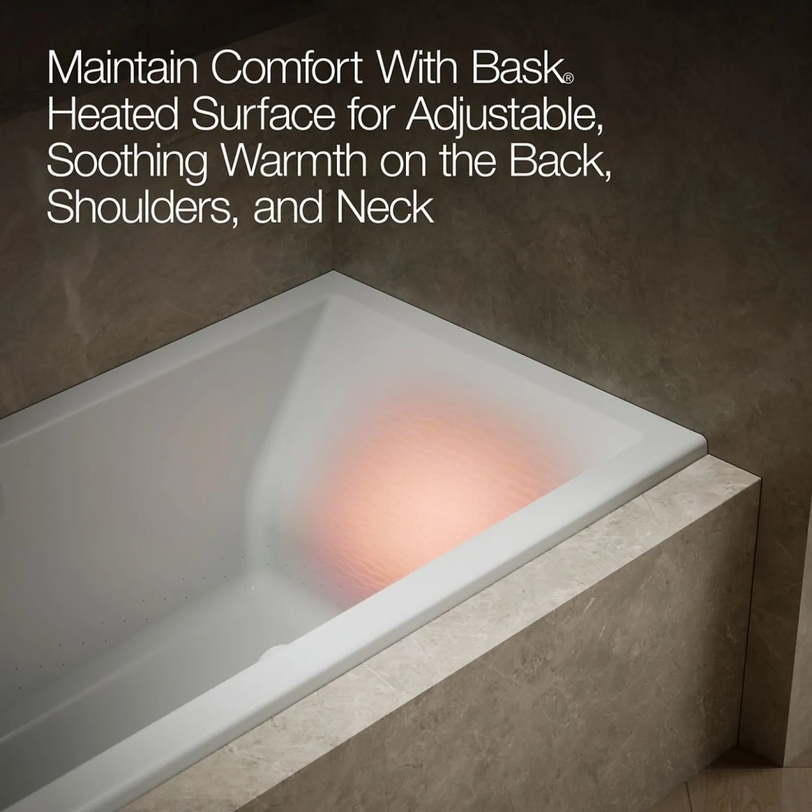 60" x 30" alcove Heated BubbleMassage™ air bath with Bask®, left drain^Kohler Best