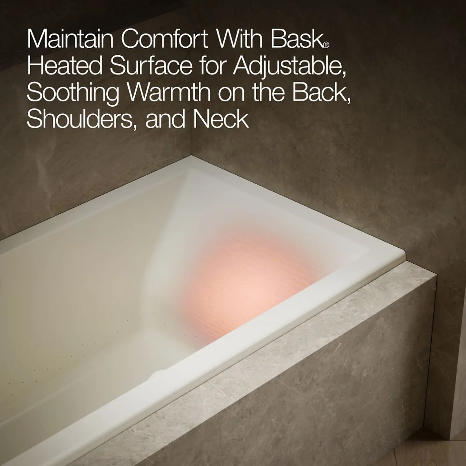 60" x 30" alcove Heated BubbleMassage™ air bath with Bask®, left drain^Kohler Best