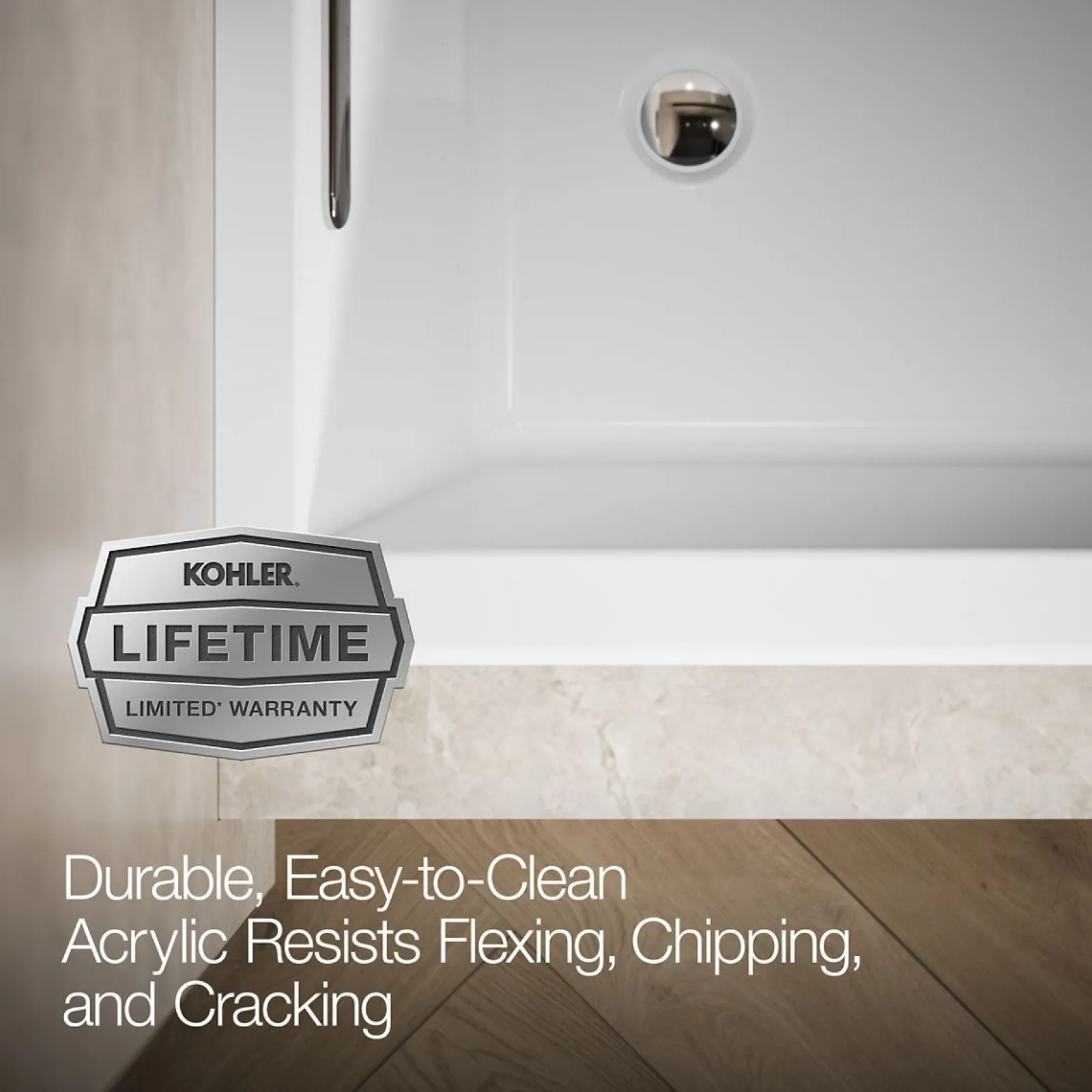 60" x 30" alcove Heated BubbleMassage™ air bath with Bask®, left drain^Kohler Best