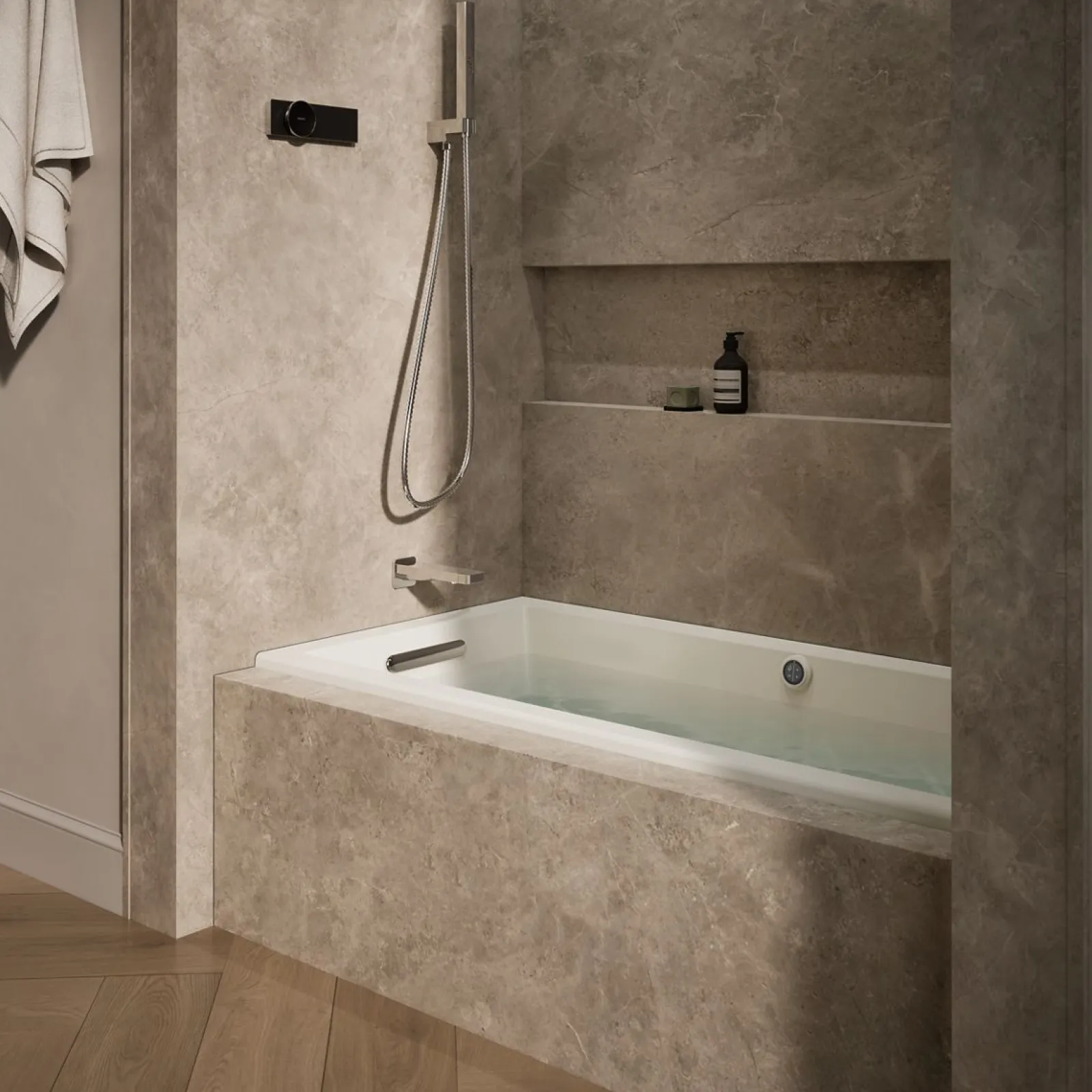 60" x 30" alcove Heated BubbleMassage™ air bath with Bask®, left drain^Kohler Best