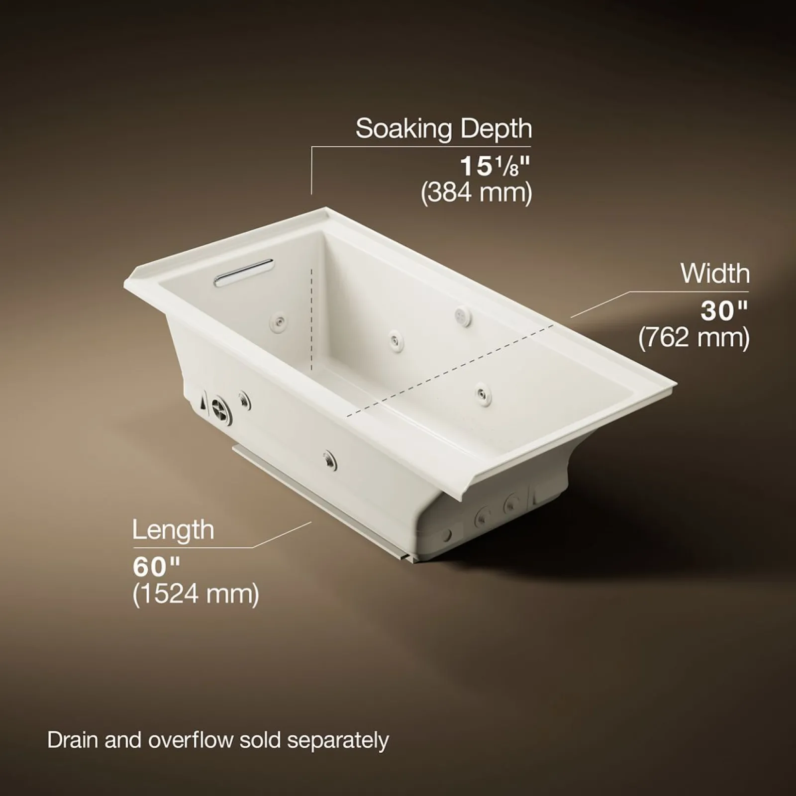 60" x 30" alcove Heated BubbleMassage™ air bath with whirlpool, left drain^Kohler Discount