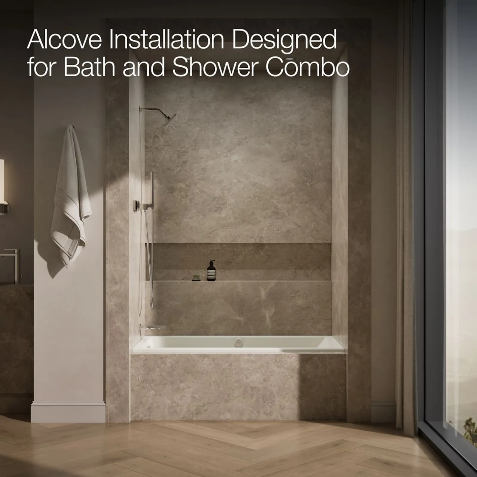60" x 30" alcove Heated BubbleMassage™ air bath with whirlpool, left drain^Kohler Discount