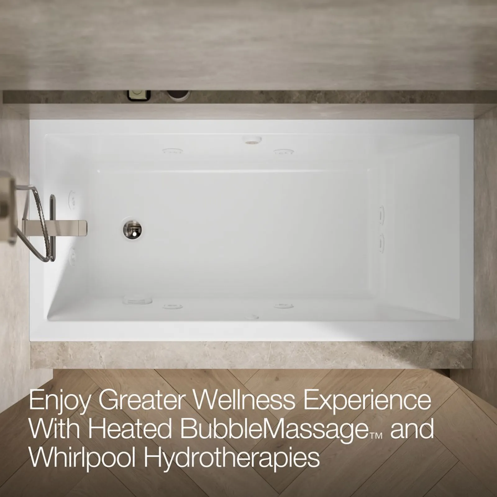 60" x 30" alcove Heated BubbleMassage™ air bath with whirlpool, left drain^Kohler Discount