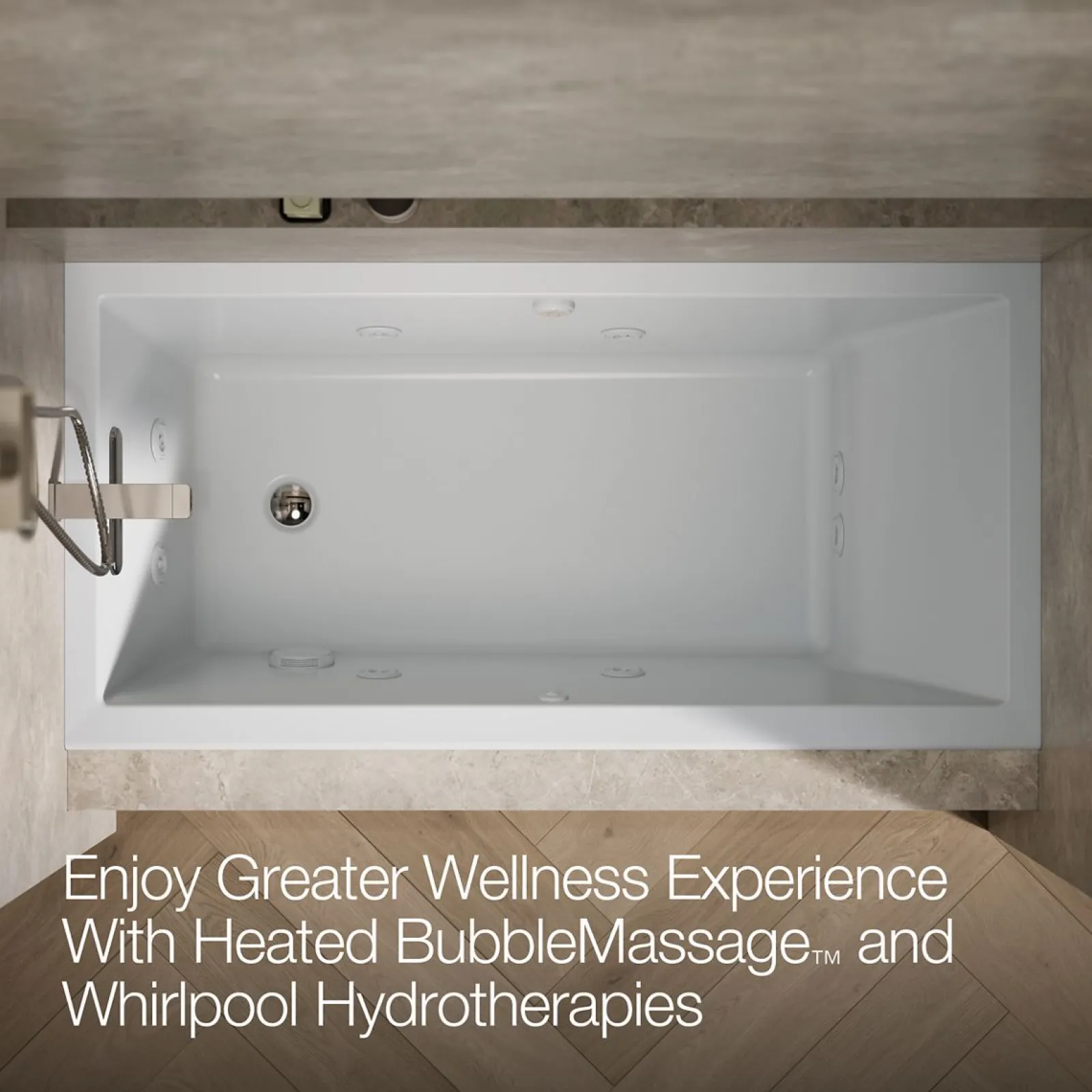 60" x 30" alcove Heated BubbleMassage™ air bath with whirlpool, left drain^Kohler Discount